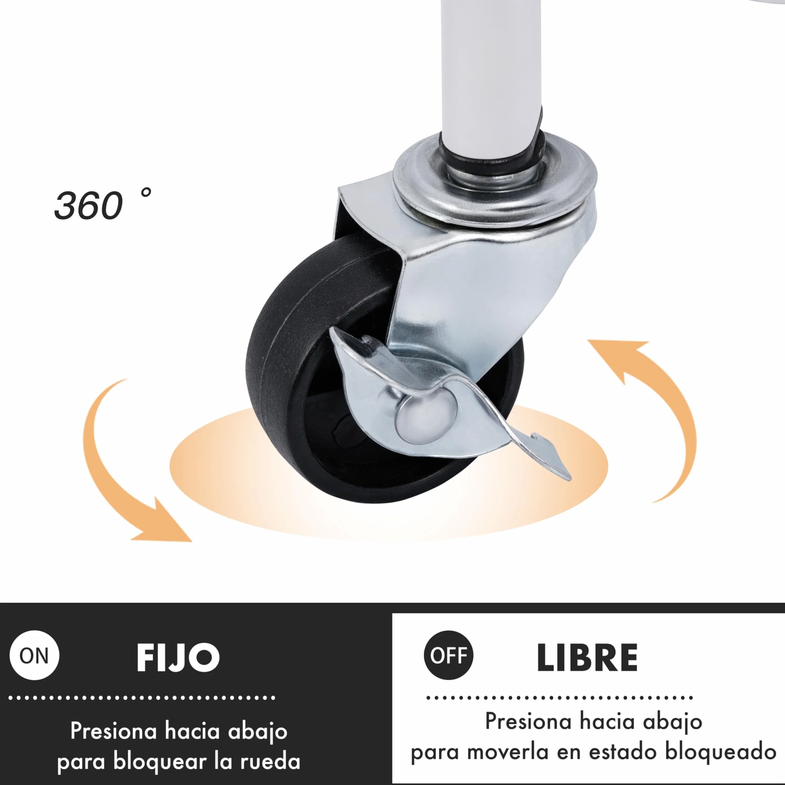 Carro de Cocina Metálico con Ruedas Carrito Auxiliar Multiuso 3 Cajones Almacenamiento Blanco