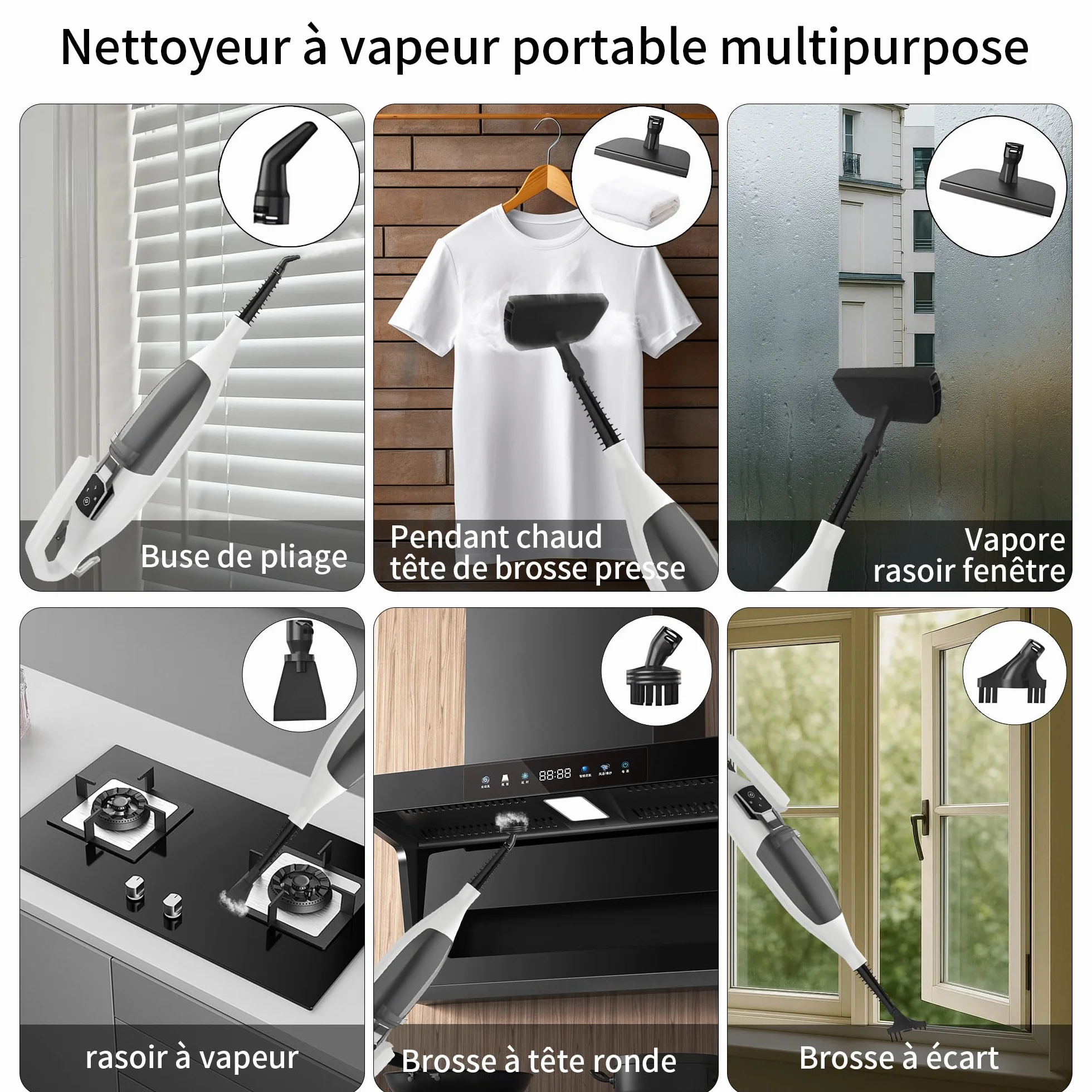Escoba de Vapor,Escoba de Vapor para Suelos Duros, Limpieza Profunda, Limpiador de Vapor portátil multifunción, 13 Accesorios para Suelos de Madera, Laminado, Vinilo, baldosas