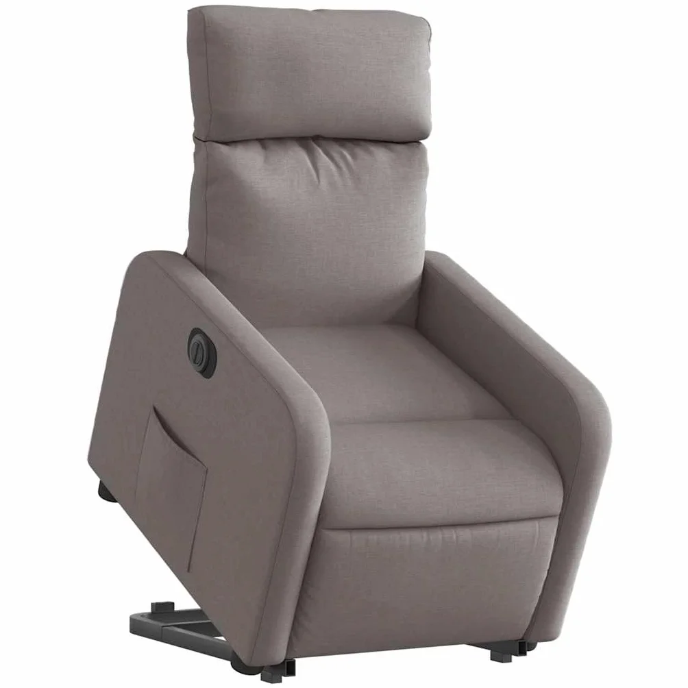vidaXL Sillón Eléctrico Reclinable Elevable, Silla con Respaldo Reposabrazos, Sillón de Relax Descanso, Asiento Ajustable, Tela Gris Taupe