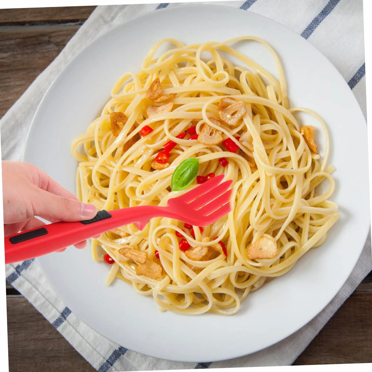 Tenedor de Cocina de Silicona Flexible Resistente al Calor 2 Piezas Rojo Intenso