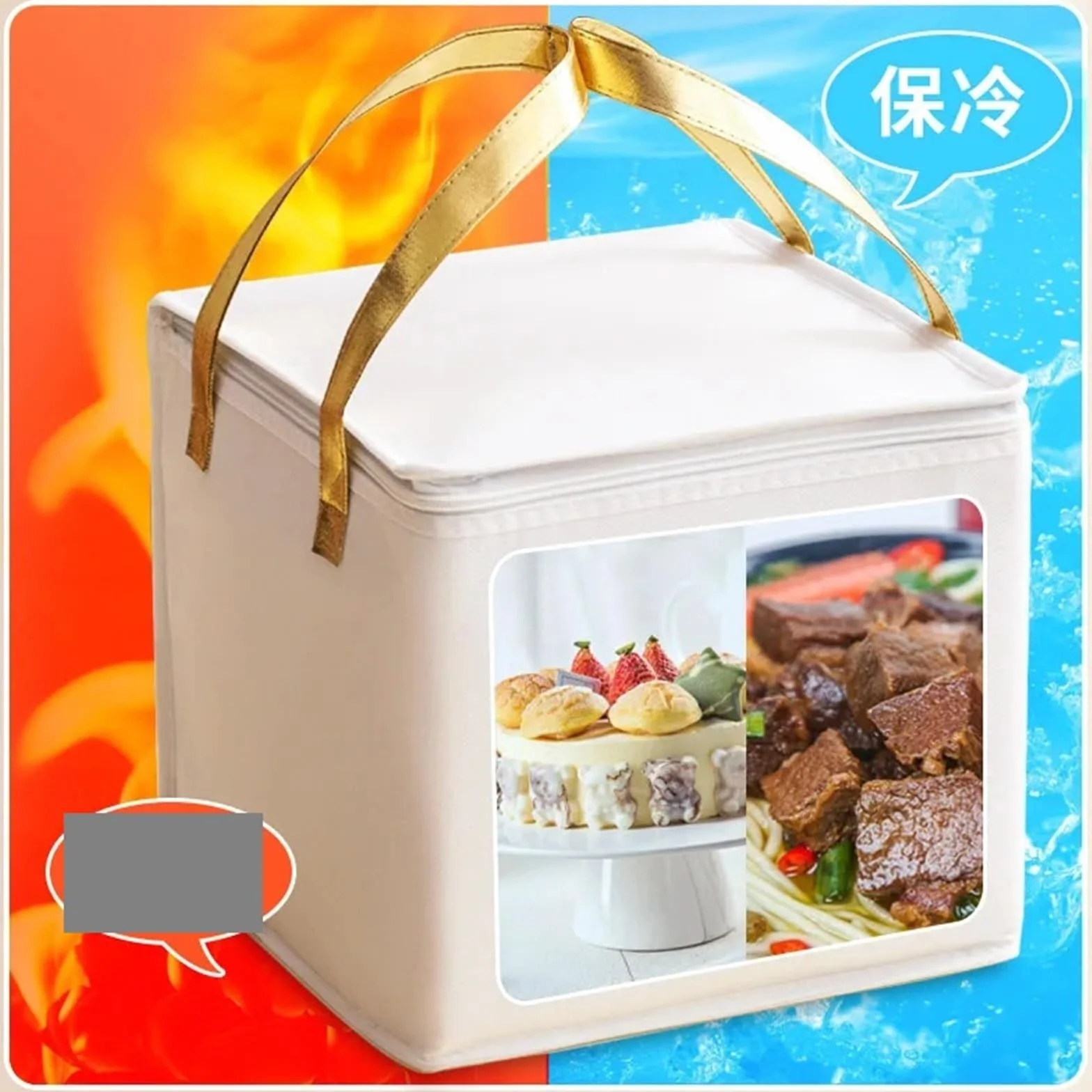 Bolsa Almuerzo Bolsa de almuerzo de algodón for pastel, bolsa aislante, bolsa de transporte, cajas de almacenamiento más frescas, bolsas de almuerzo, contenedor térmico de comida for Picnic Para El Tr