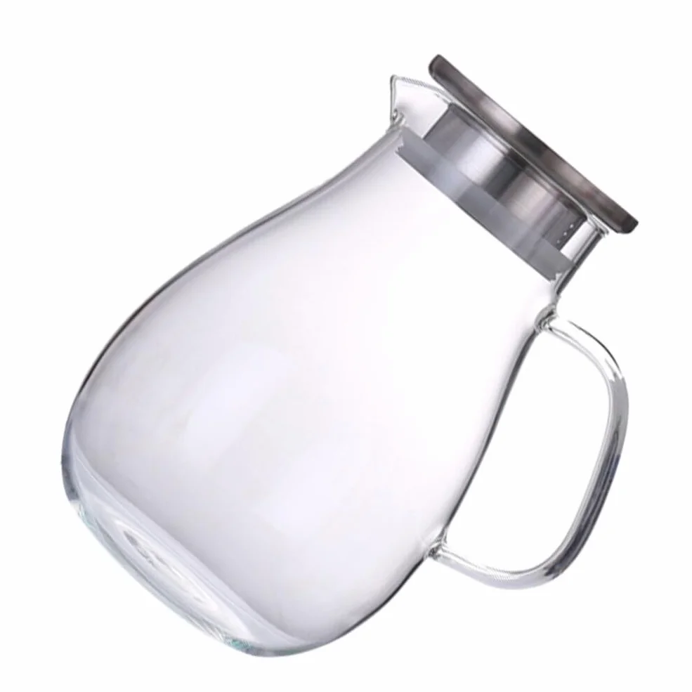 Cabilock 1 Pc Jarra De Agua Fría De Vidrio Café Exprés Jarra con Tapa Pava Hervidor De Agua Multiusos Botella De Agua Casera Tetera De Vidrio Estilo Japones Café Fuerte Acero Inoxidable