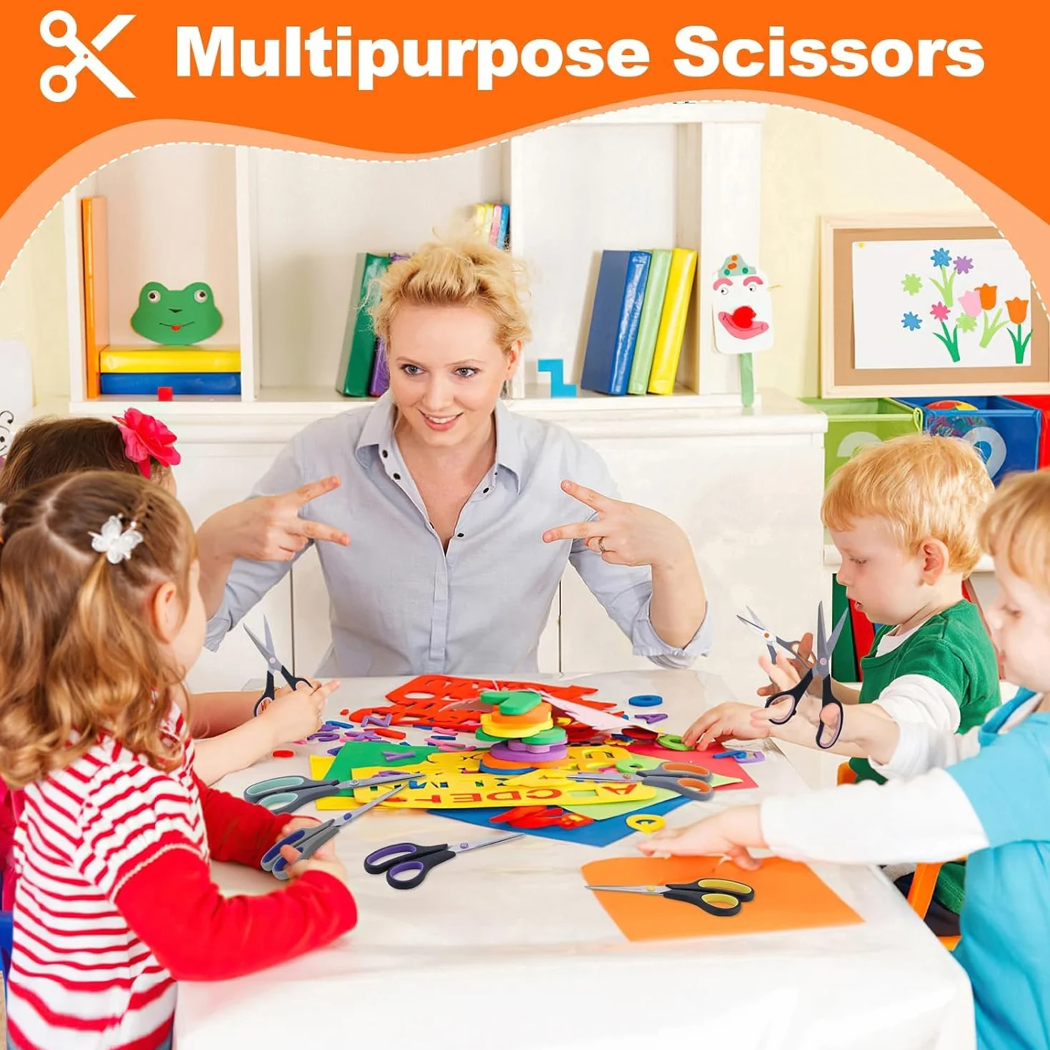 Hnncugty - Tijeras para suministros escolares de oficina, tijeras multiusos de 8 pulgadas, juego de 24 unidades, tijeras afiladas para estudiantes, profesores, tela de costura, accesorios de