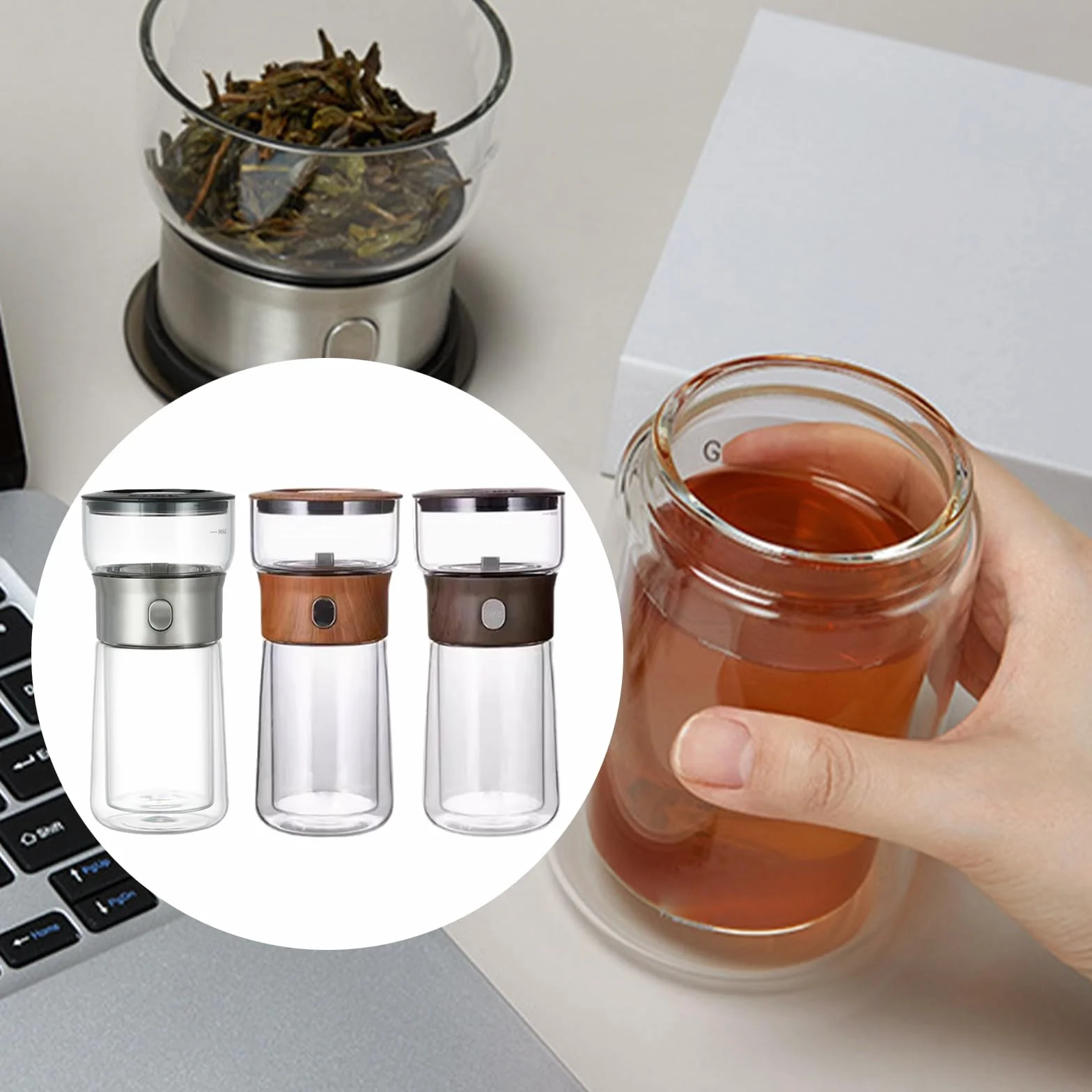 Infusor de té portátil de sola porción con estructura de preparación de grifo y plan de verificación de derrames para un excelente amante del té constantemente