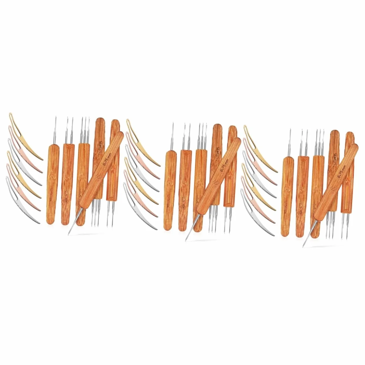 6 Juegos Kit de ganchillo para rastas aguja de ganchillo rastas crochet agujas cabello postizo peluquin kit de agujas de metal para el cabello aguja de metal para el cabello Madera