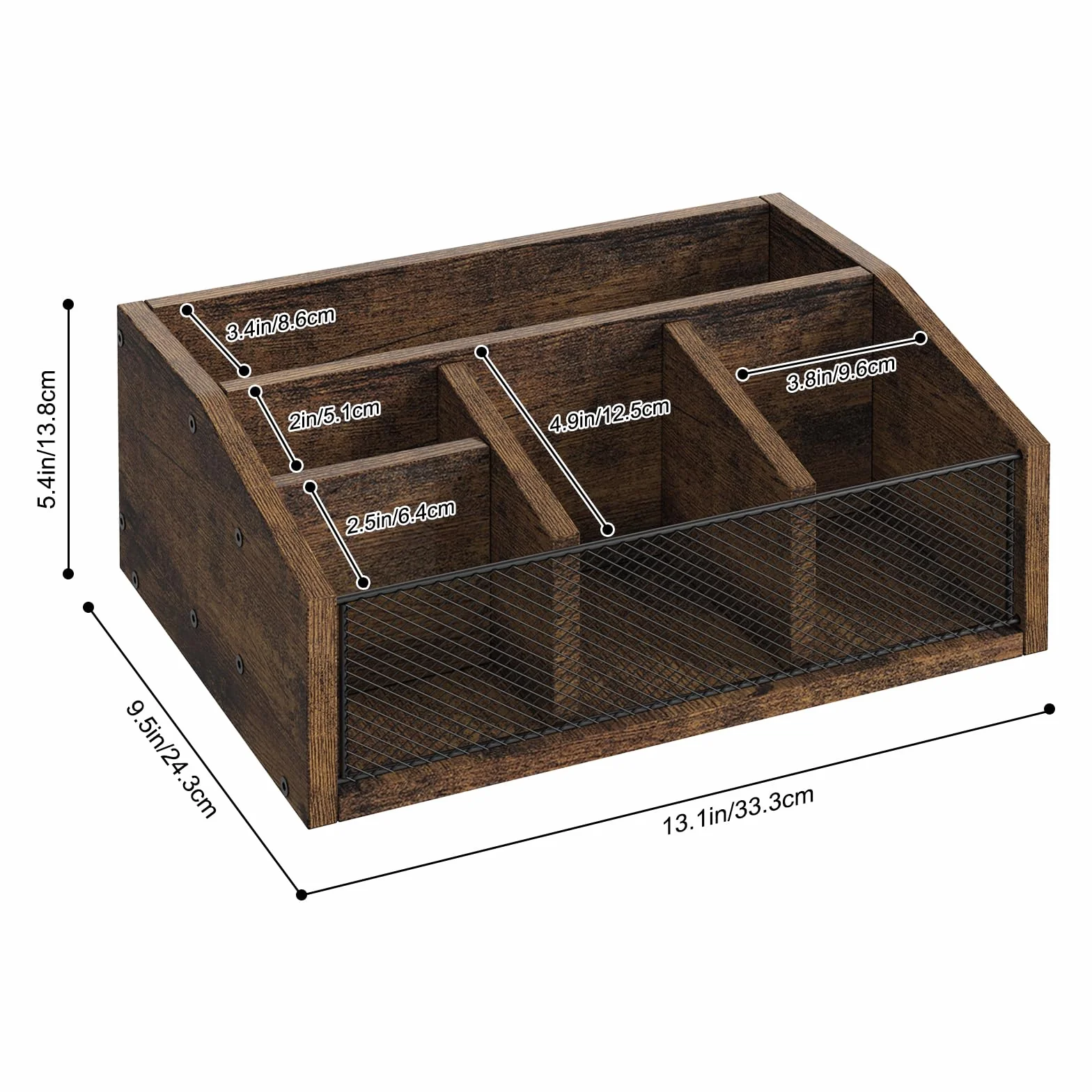 Organizador de Madera para Cafetería 5 Compartimentos con Divisores