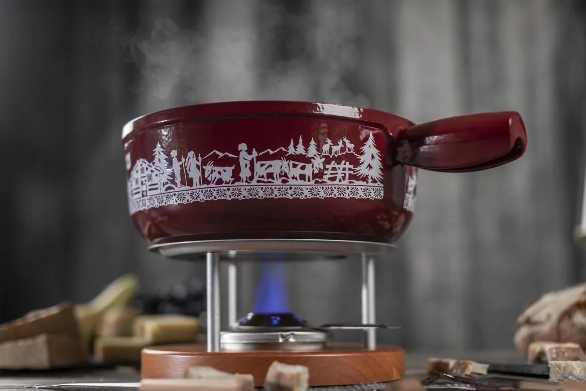 KUHN RIKON 32276 D&S Vertriebs-Fondue de Queso (Hierro Fundido, 24 cm), Color Rojo