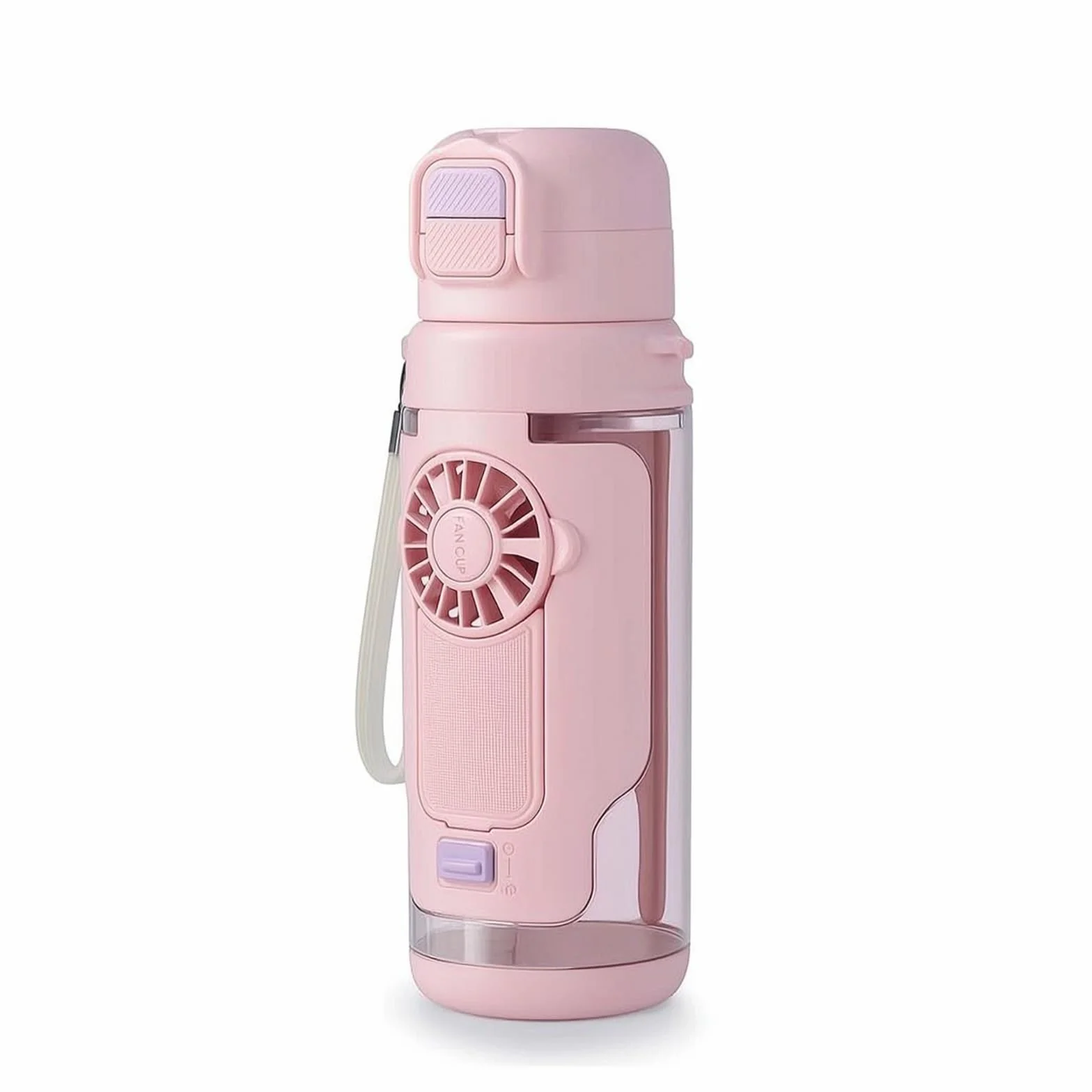 Taza con Ventilador Portátil Taza con Tapa Doble Pitillo para Estudians, Escuela, Rosa