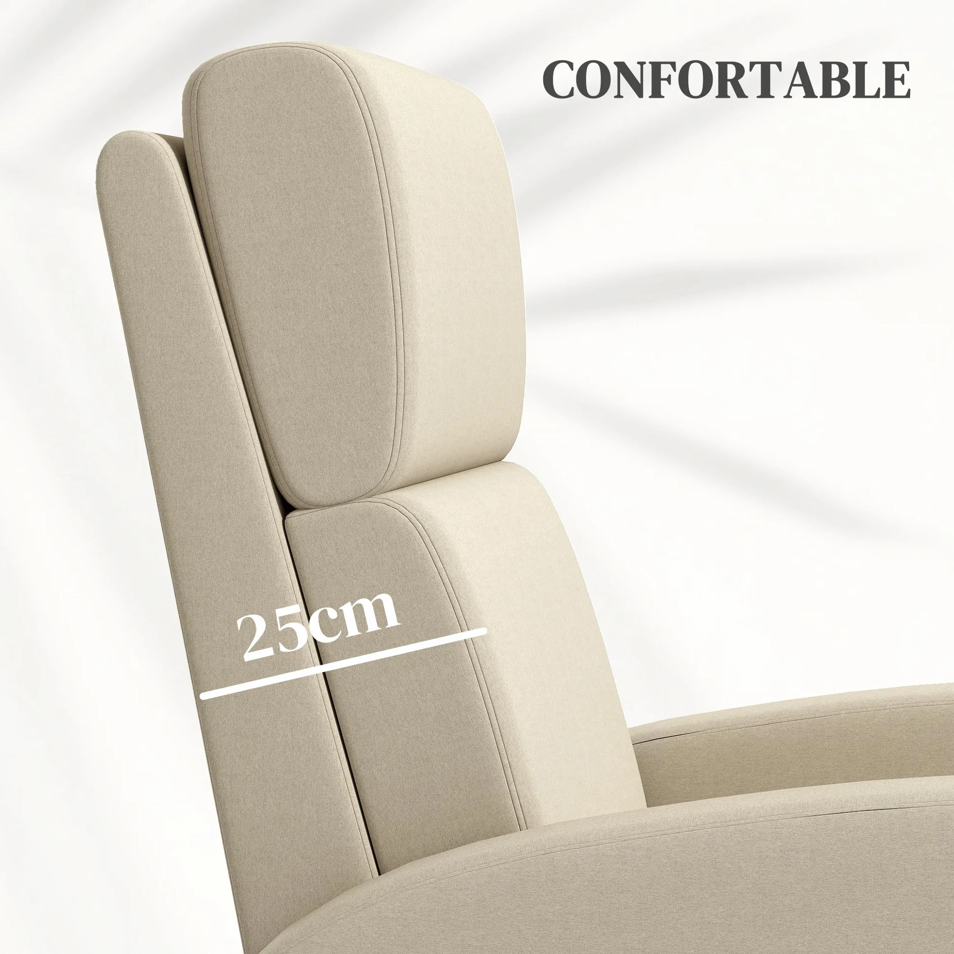 HOMCOM Sillón Relax Reclinable Manual Sillón Relax Tapizado en Lino Sintético con Reposapiés Respaldo Alto Carga 120 kg Butaca Reclinable para Dormitorio Oficina Crema