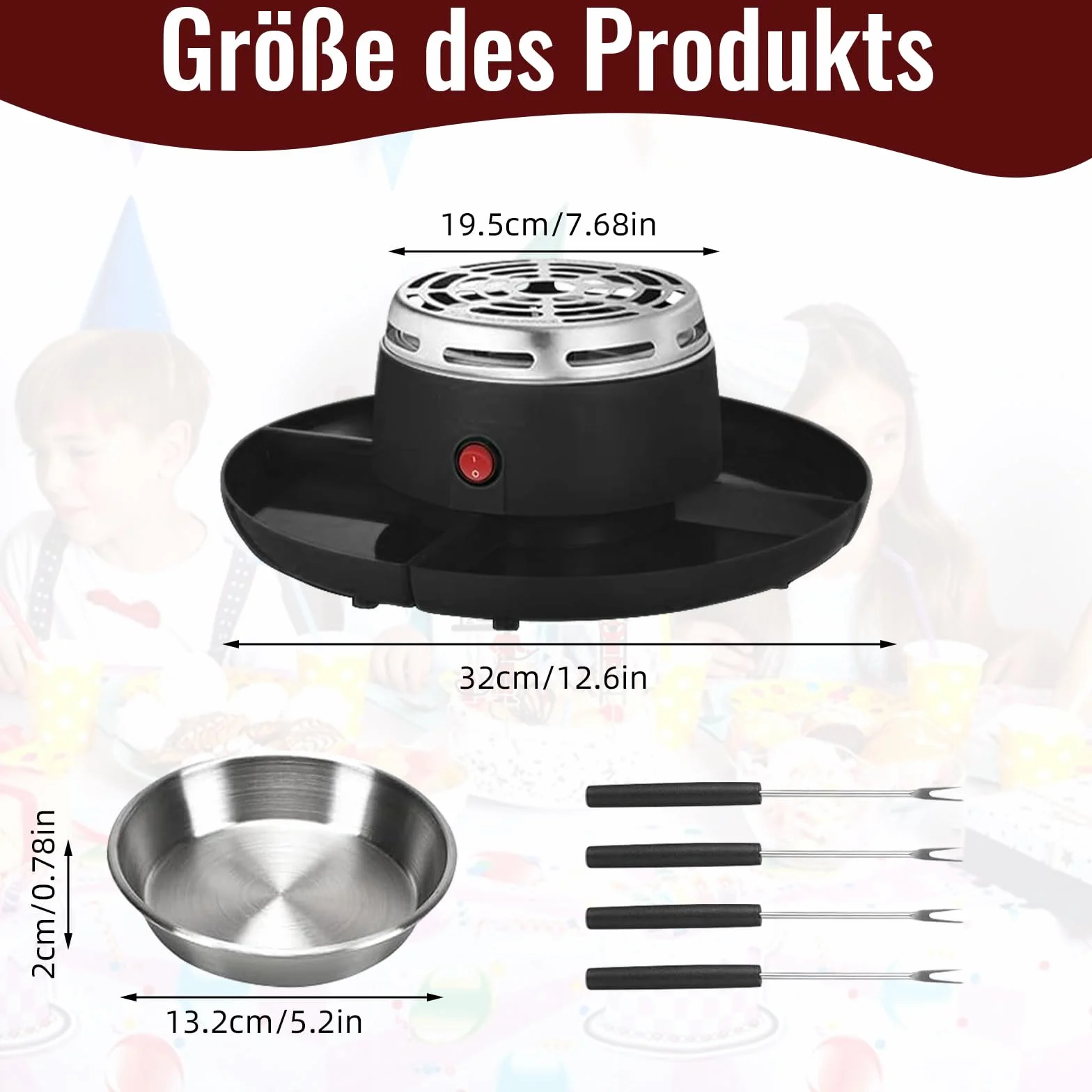 S'Mores Juego de fondue de chocolate 2 en 1 tostador eléctrico de malvavisco 280 W control de temperatura