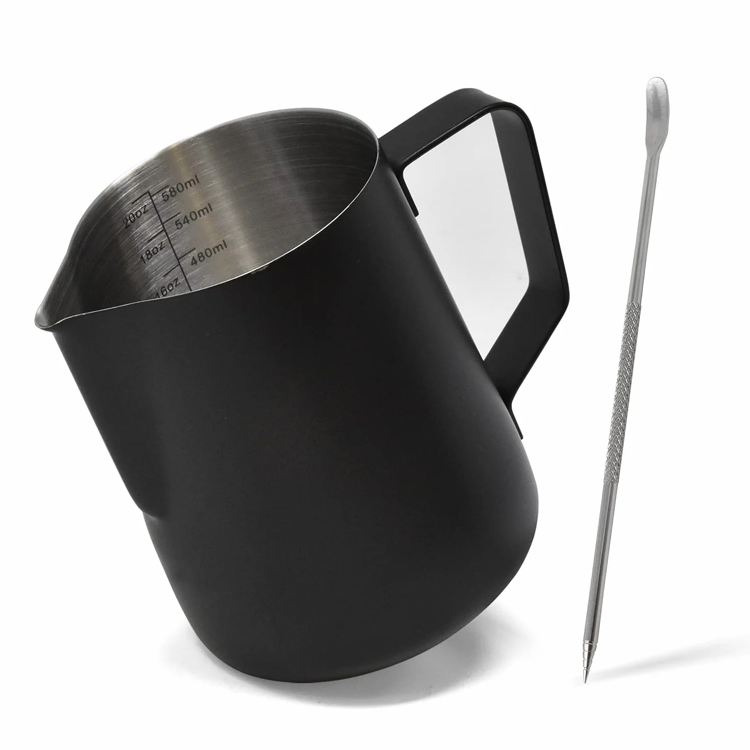 Joeji's Kitchen Milk Froth Jugs 600 ml de acero inoxidable Negro