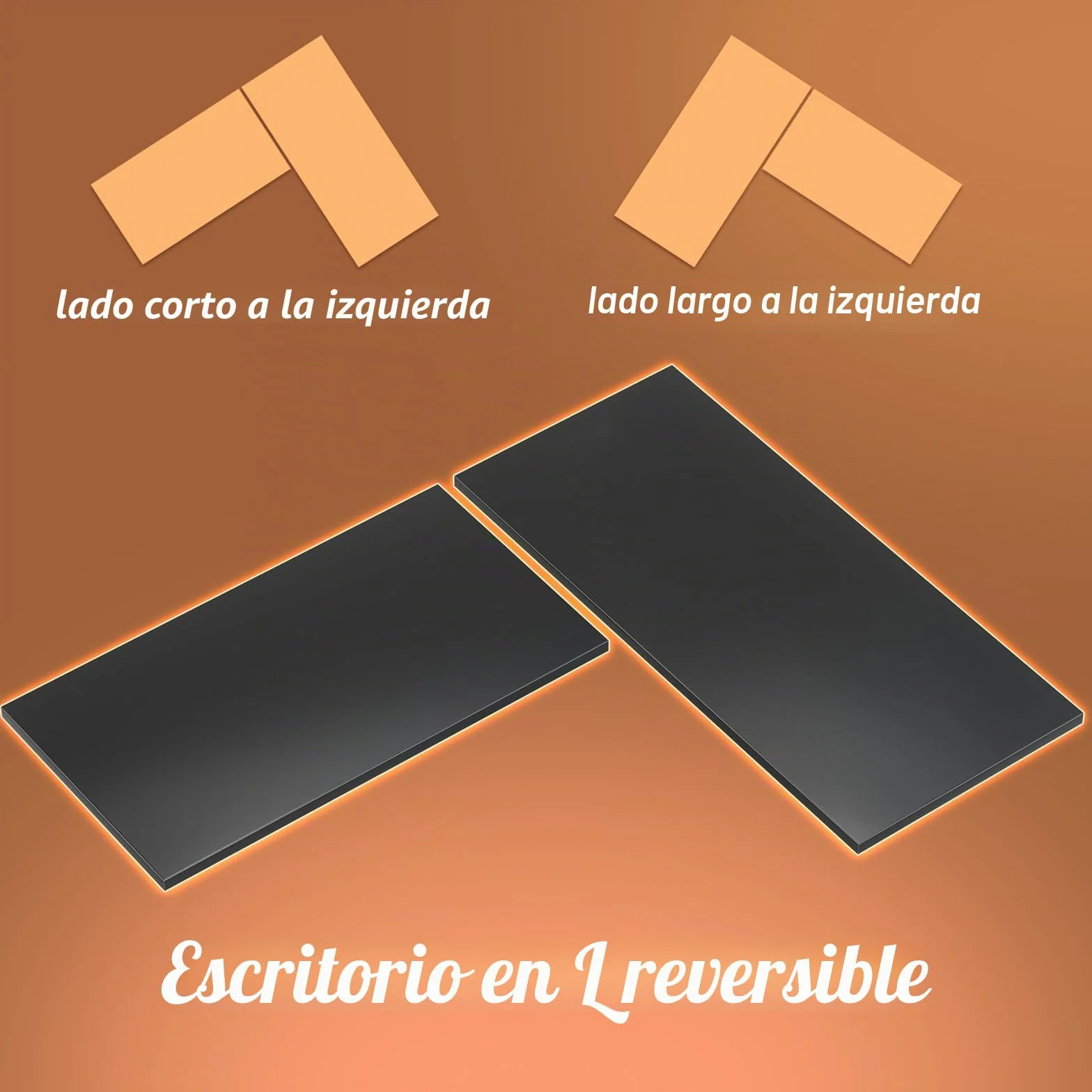 GreenForest Escritorio para juegos en forma de L con portavasos y gancho para auriculares, reversible de 128 cm para computadora con soporte para monitor