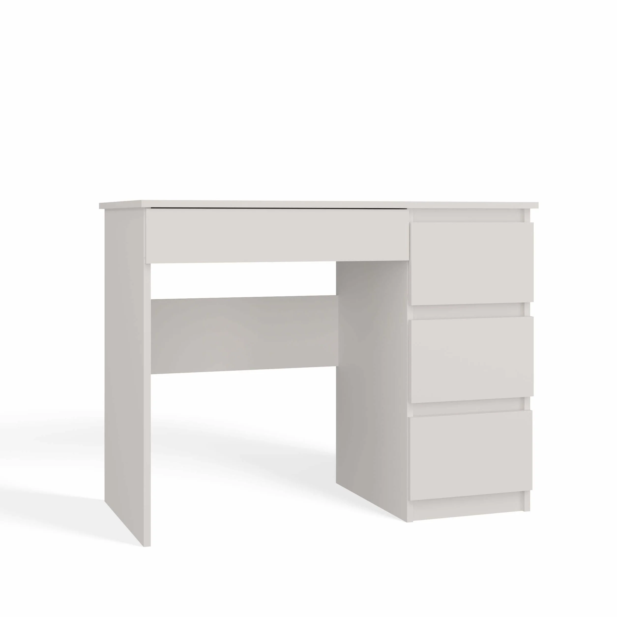 CDF Escritorio 4 Cajones Mesa de Ordenador Oficina Casa Despacho Decoración Diseño Versátil Estudio para Computadora Laptop Portátil Gaming Documentos para Trabajo Juvenil Adulto – Blanco Mate