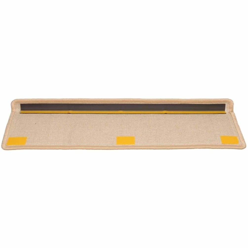 vidaXL Alfombrillas para escaleras 15 Unidades 65x21x4 cm Color Crema Borde Rectangular