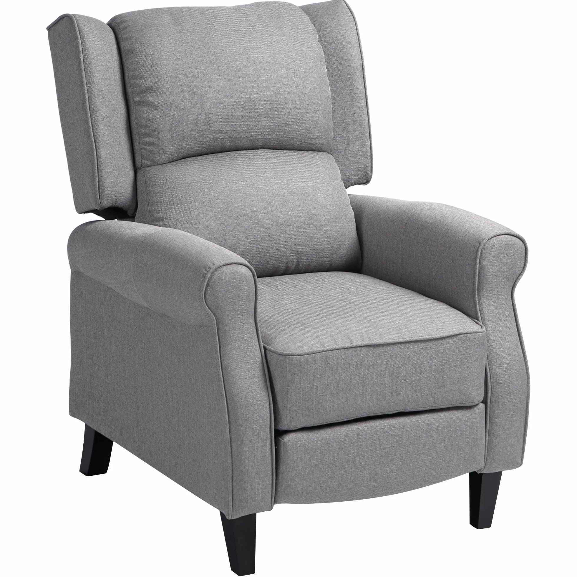 HOMCOM Sillón Relax Reclinable Manual Sillón Relax Tapizado en Lino Sintético con Reposapiés Retráctil Carga 150 kg Sillón Reclinable para Dormitorio Oficina Gris