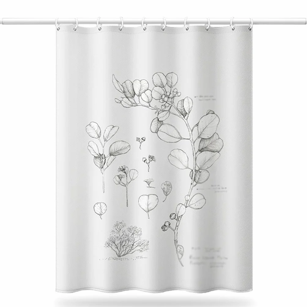 NZPOST Cortina de Ducha de baño Cortina de patrón de Hoja de Planta Cortina de Puerta de poliéster Cortina de partición Impresión Digital Cortina de Ducha Impermeable para el h
