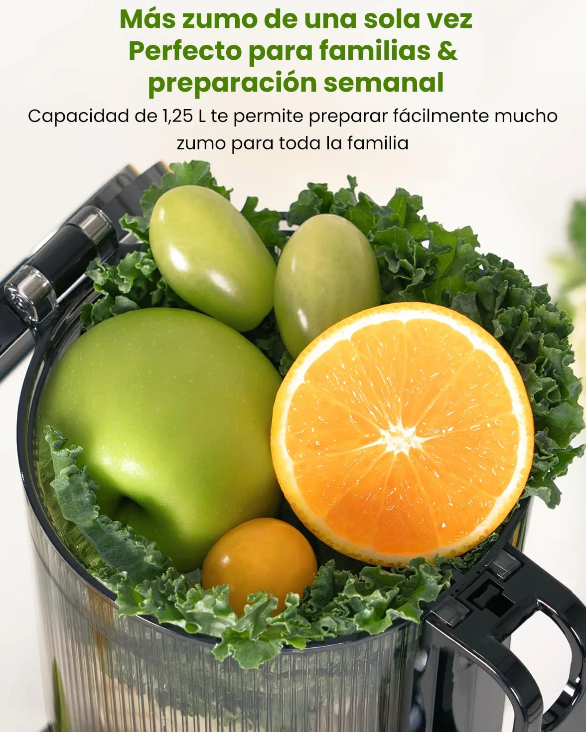 LINKChef Slow Juicer 200W Boca Ancha 115mm Prensado en Frío Sin BPA Negro