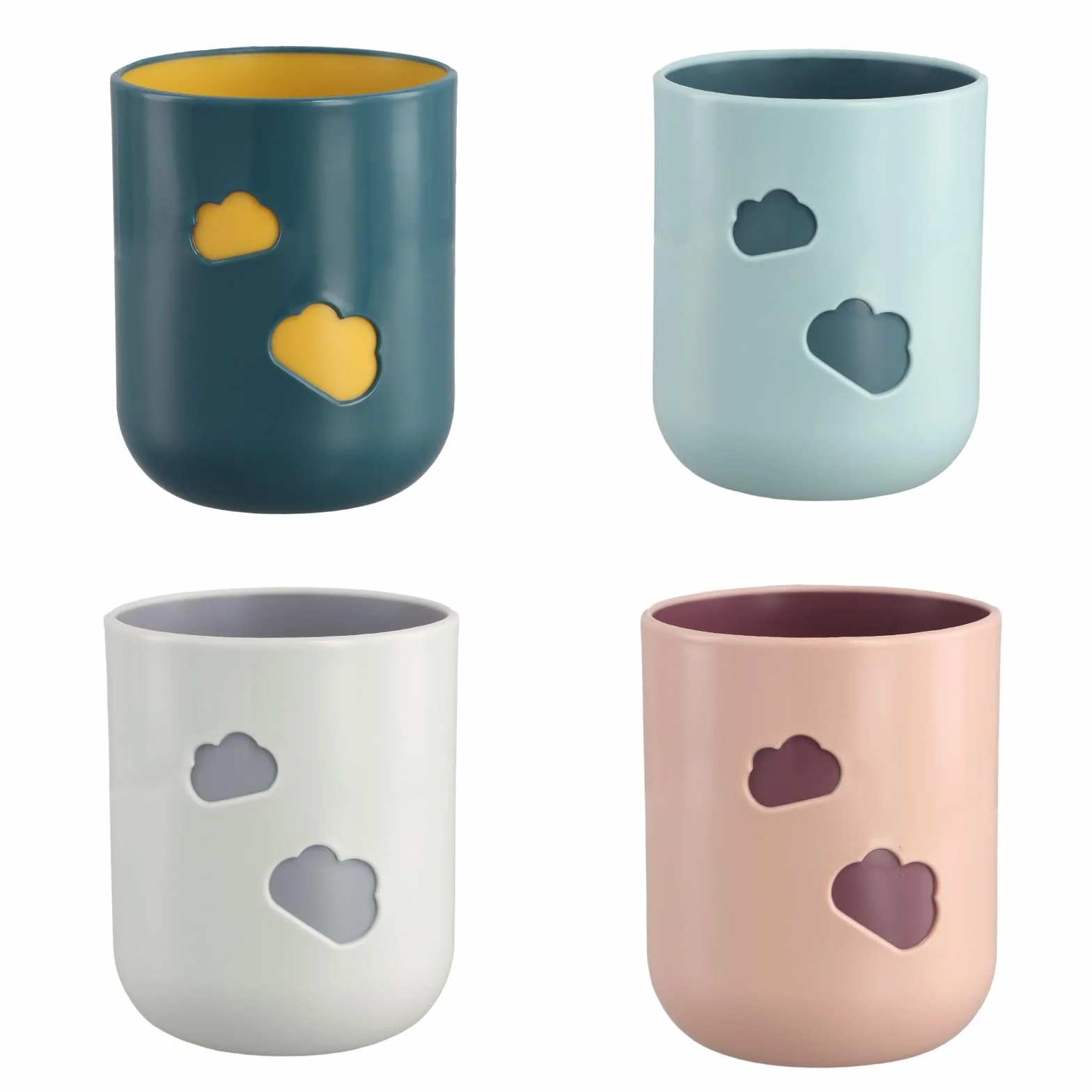 Amexo 4 Pcs Vasos para Cepillos de Dientes, Plástico, 8x10 cm