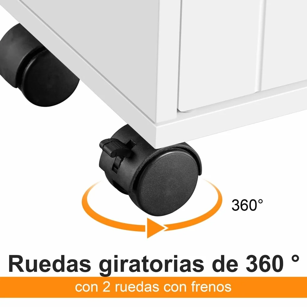 Yaheetech Mueble de Baño con Ruedas Armario de Suelo Estrecho con Puertas Correderas Mueble Cocina Auxiliar de Madera Lacada con Estantes para Espacio Estrecho 20 x 69.5 x 71.5 cm,Blanco