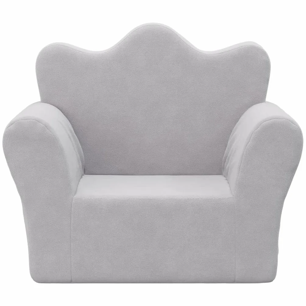 vidaXL Sofá para Niños, Sillón con Respaldo Reposabrazos, Mini Sofá Infantil, Asiento Sofá para Dormitorio Sala de Juegos, Felpa Suave Gris Claro
