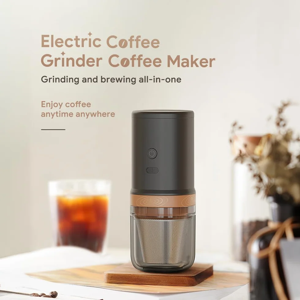 Granínea de Granos de café, Molinillo de café Eléctrico 25 Engranajes USB Ajustables Molino Recargable con Acero Inoxidable para el café de Goteo de Prensa Francesa 7.91 X 3.14in
