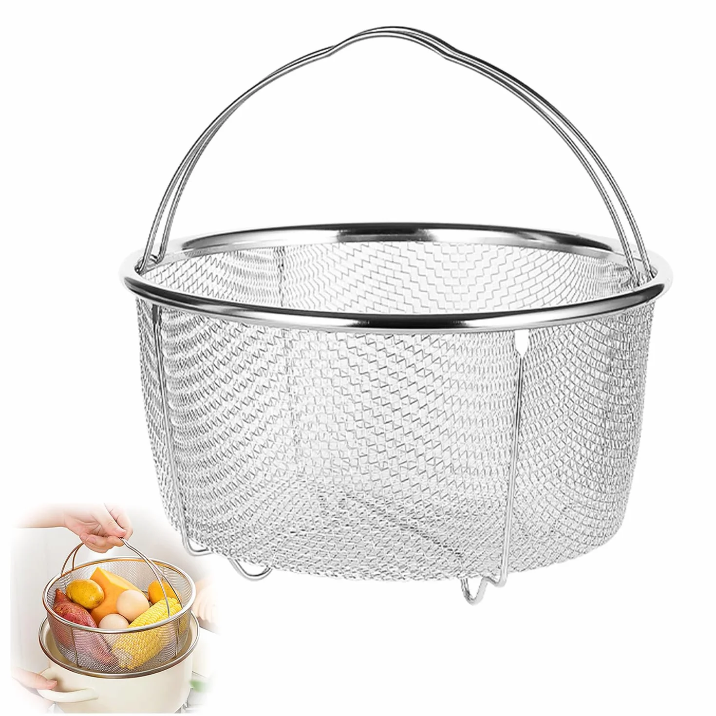 Cesta de Vapor de Acero Inoxidable, Malla para Cocinar, Colador, 20cm