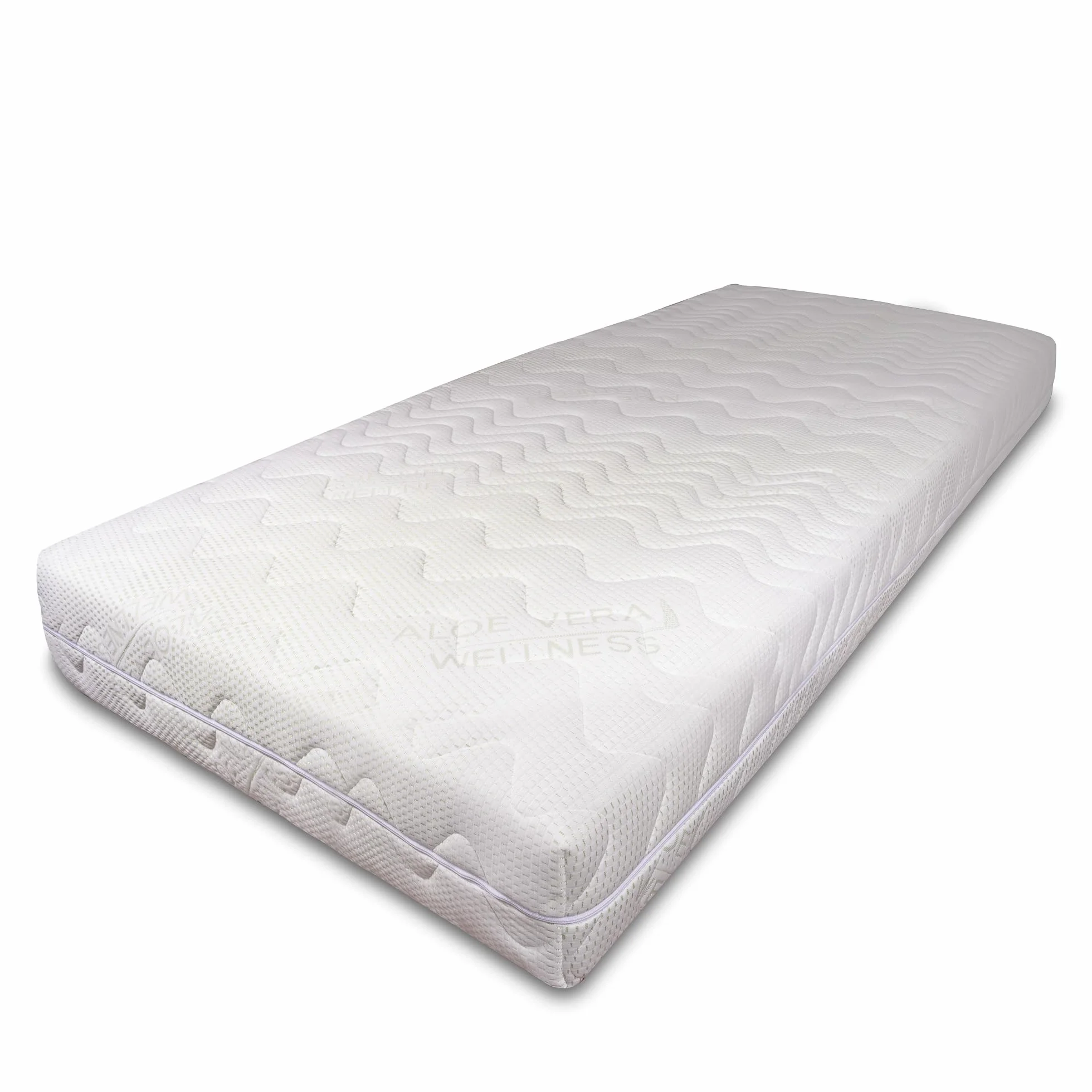 BONEX Funda de colchón cómoda para colchones de 90 x 200 cm – 10 – 12 cm de Alto – Doble paño con Aloe Vera – Apta para alérgicos – Lavable a 60 Grados – Cremallera de 4 Lados, Blanco y Verde