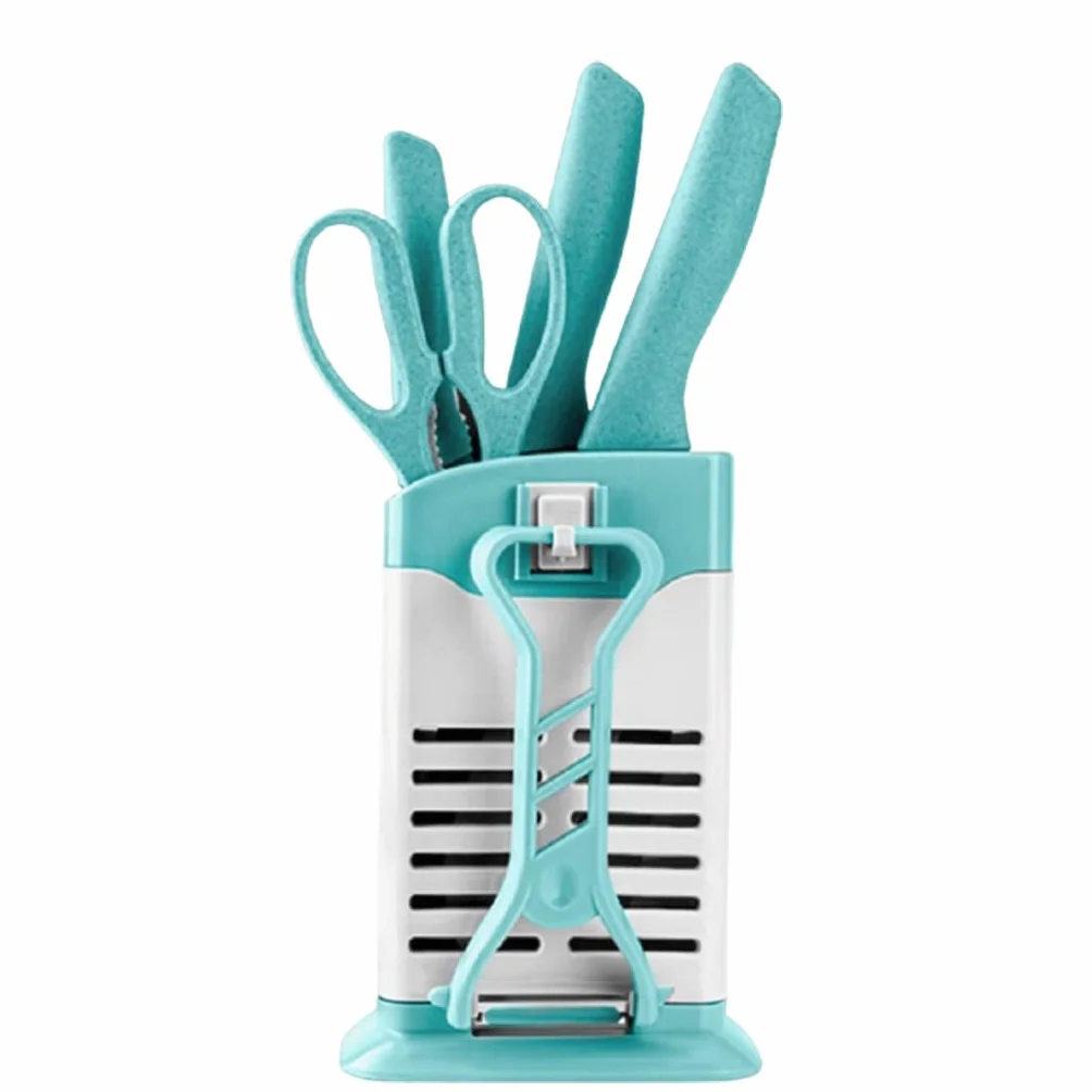 Accesorios de Cuchillo Bloque de cuchillas de seguridad, equipado con 5 herramientas de almacenamiento de utensilios de cocina con orificio de drenaje + Drenaje extraíble CUCHILLO DE CUCHILLO HOGAR A