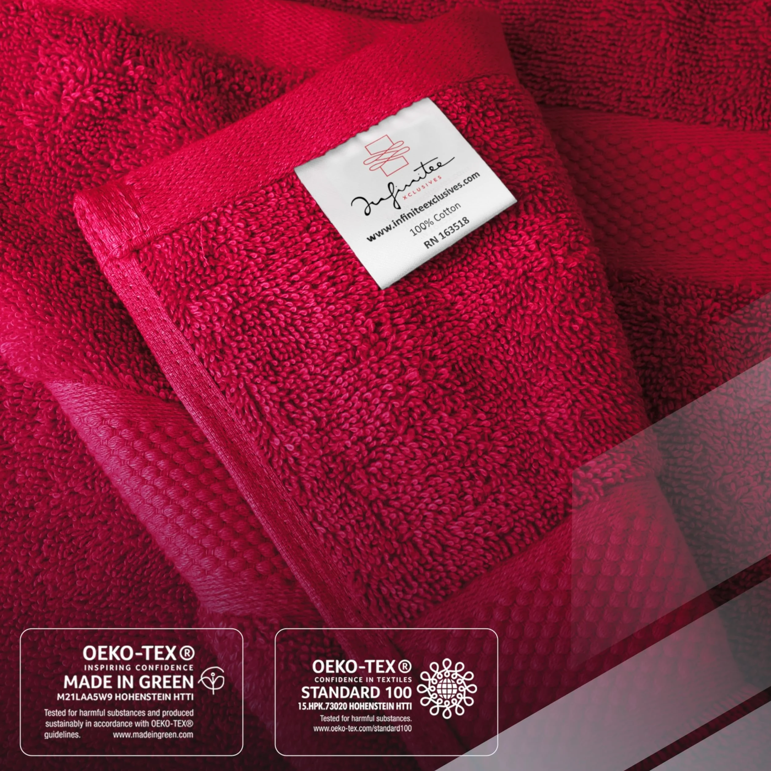 Infinitee Xclusives Juego de 4 Toallas de baño prémium de 70 x 140 cm, 100% algodón Hilado en Anillo, Tacto Suave, Secado rápido, Toallas duraderas Altamente absorbentes, Uso Diario