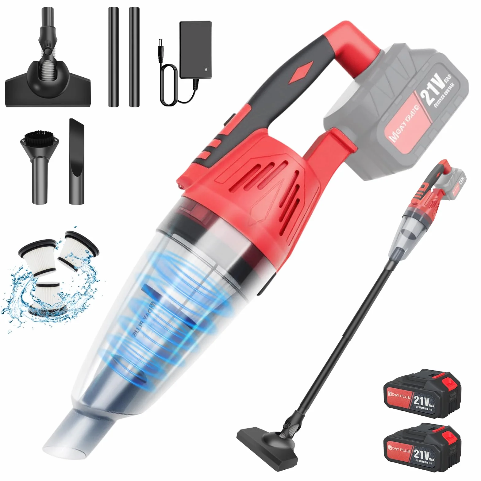 Aspirador inalámbrico 2 en 1 – 22 KPA – Aspiradora de mano y de mano para coche y casa, batería de 2,2 Ah, tiempo de funcionamiento de 30 minutos, eliminación del vello, depósito de polvo