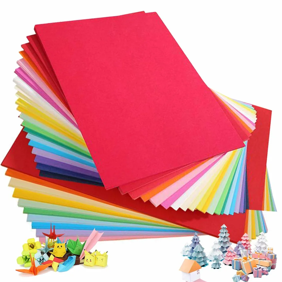 Papel de colores A4 230g 100 unidades 20 colores variados origami manualidades