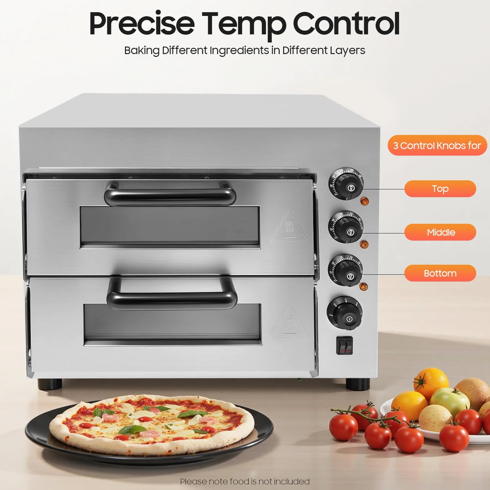 Horno de pizza eléctrico, horno de pizza de doble capa 3000W Mini Horno de Pizza Eléctrico, Horno De Pizza Para La Restauración, 50-350℃ Gastro Horno de Piedra