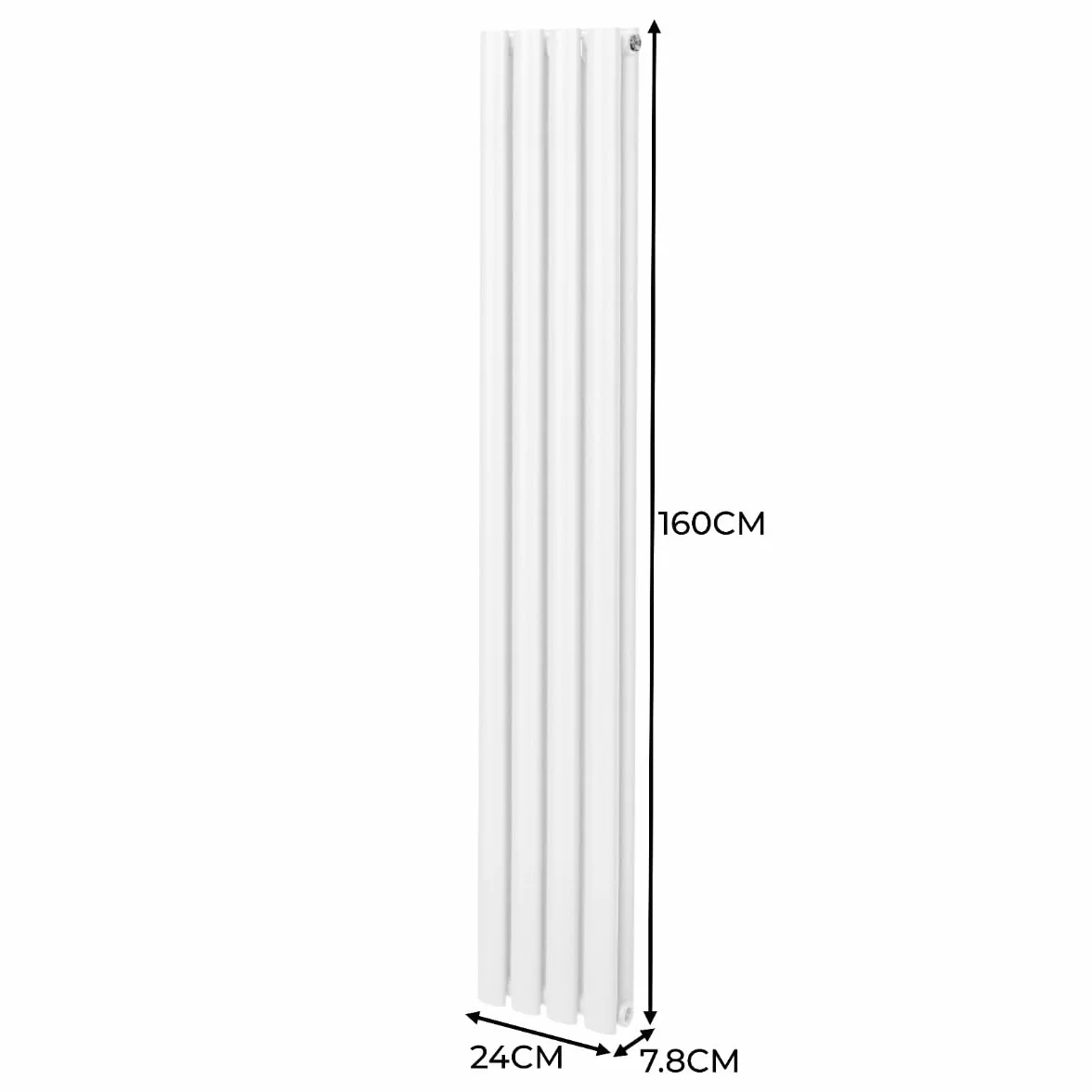 Radiador De Columna Ovalada 1600mm x 240mm Vertical | Blanco | Acero | Montado en pared | Kit de fijación y soportes + Cepillo de limpieza GRATIS | Calefacción estufa calefactor