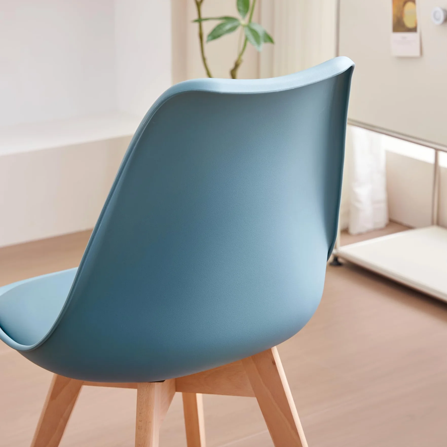 Sillas de Comedor Nórdicas Patas de Haya Maciza Azul Oscuro - Juego de 6