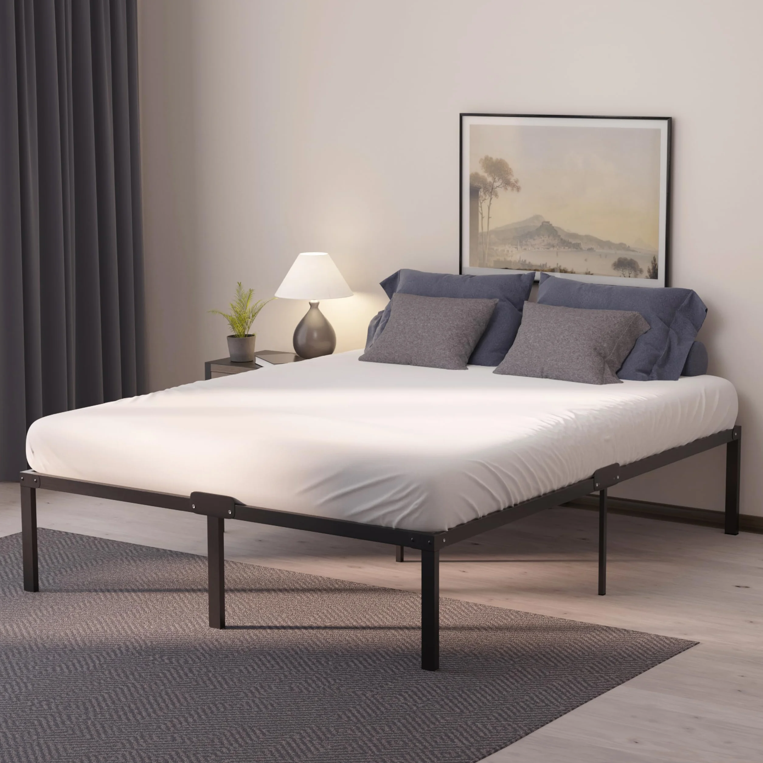 Dreamzie Cama de Metal 120x200 con Somier de Metal - Somier 120x200 con Patas - Altura de 45cm - Estructura Resistente, Montaje Sencillo, Gran Espacio de Almacenamiento