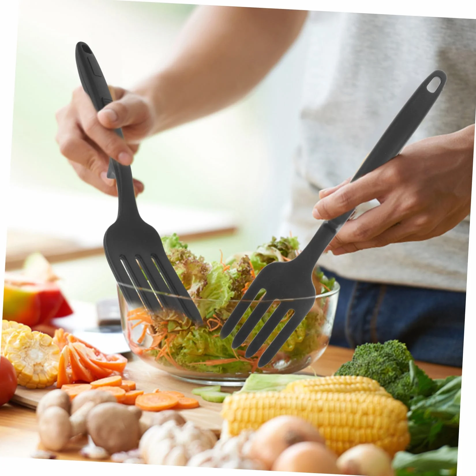 Tenedor de Silicona Negro para Pasta, Resistente al Calor, Diseño Ergonómico