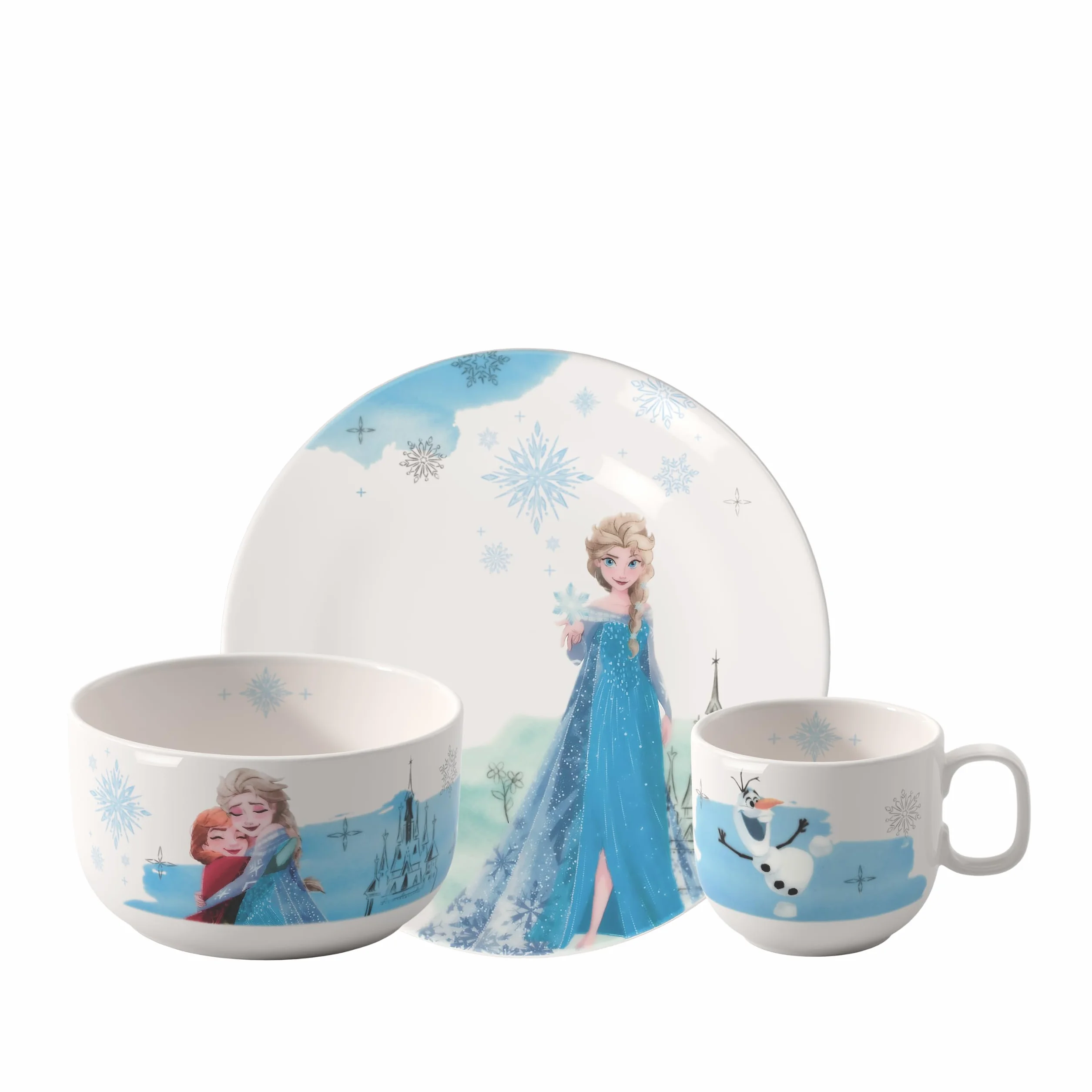 Villeroy & Boch – Disney Frozen set vajilla infantil de 3 piezas, apta para lavavajillas y microondas, set vajilla para niños, Porcelana Premium