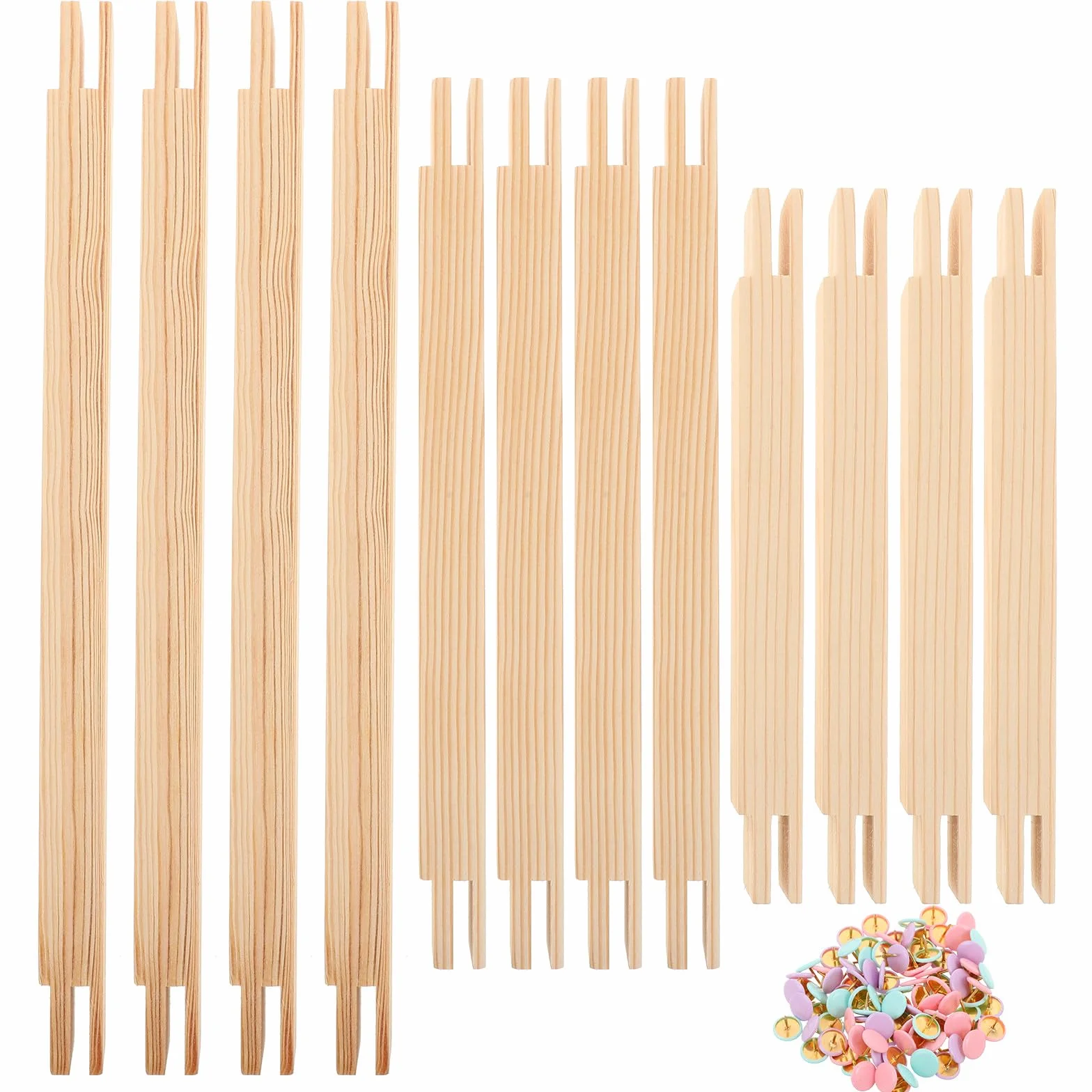 OSOLADY 1 juego de bastidores para punto de cruz - Bastidores de madera para bordado con 100 tachuelas para lienzos de bordado y manualidades, 7.8/9.8/11.8 pulgadas
