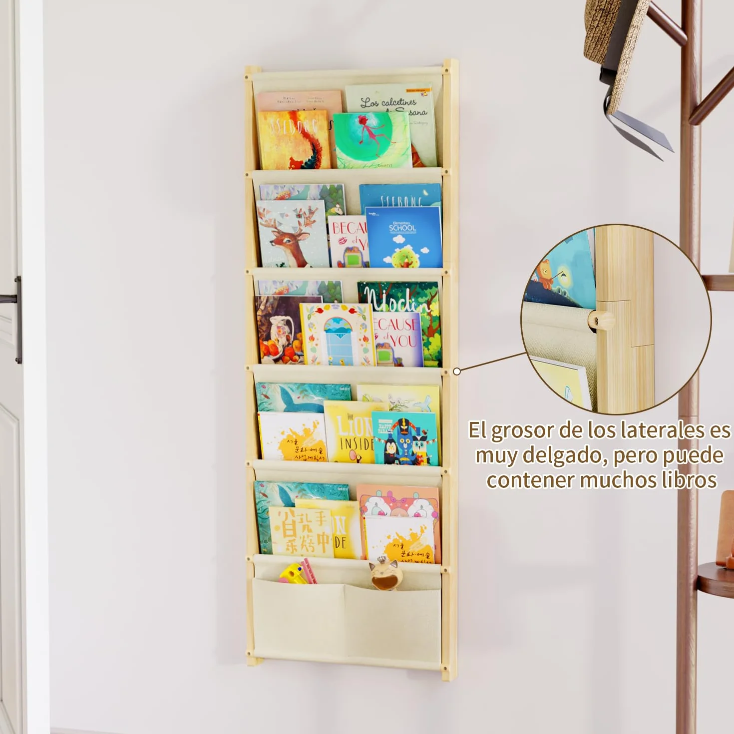 Estantería Infantil 6 Pisos Montessori Pared para Libros