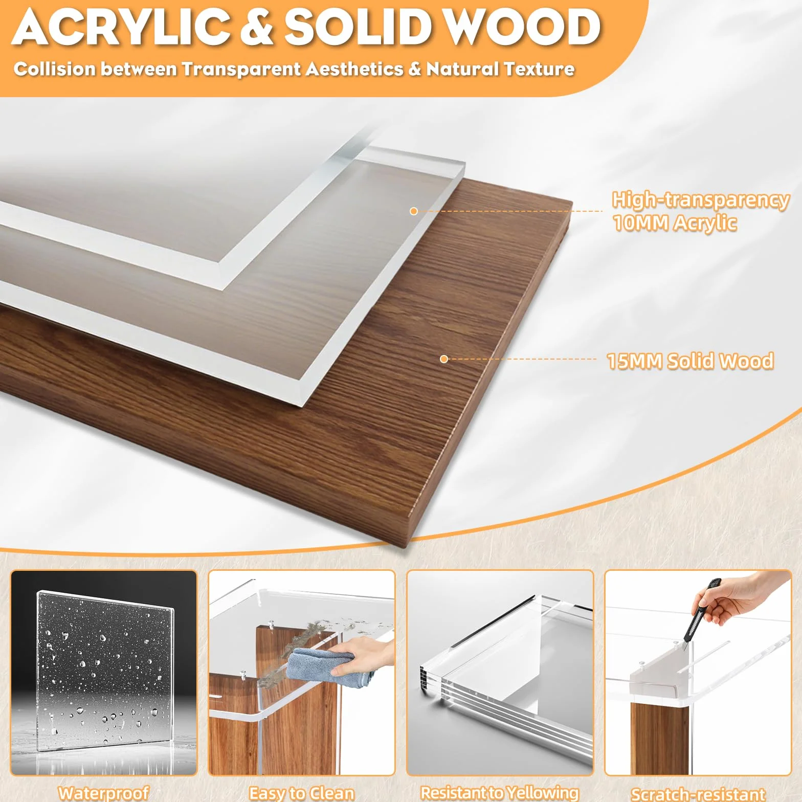 Afitdon Pódium de Madera de Acrílico, Púlpito de Acrílico Transparente con Estante de Almacenamiento, Púlpito de Iglesia con Plataforma de Lectura Amplia y Reforzada, Pódium Estable para Iglesia