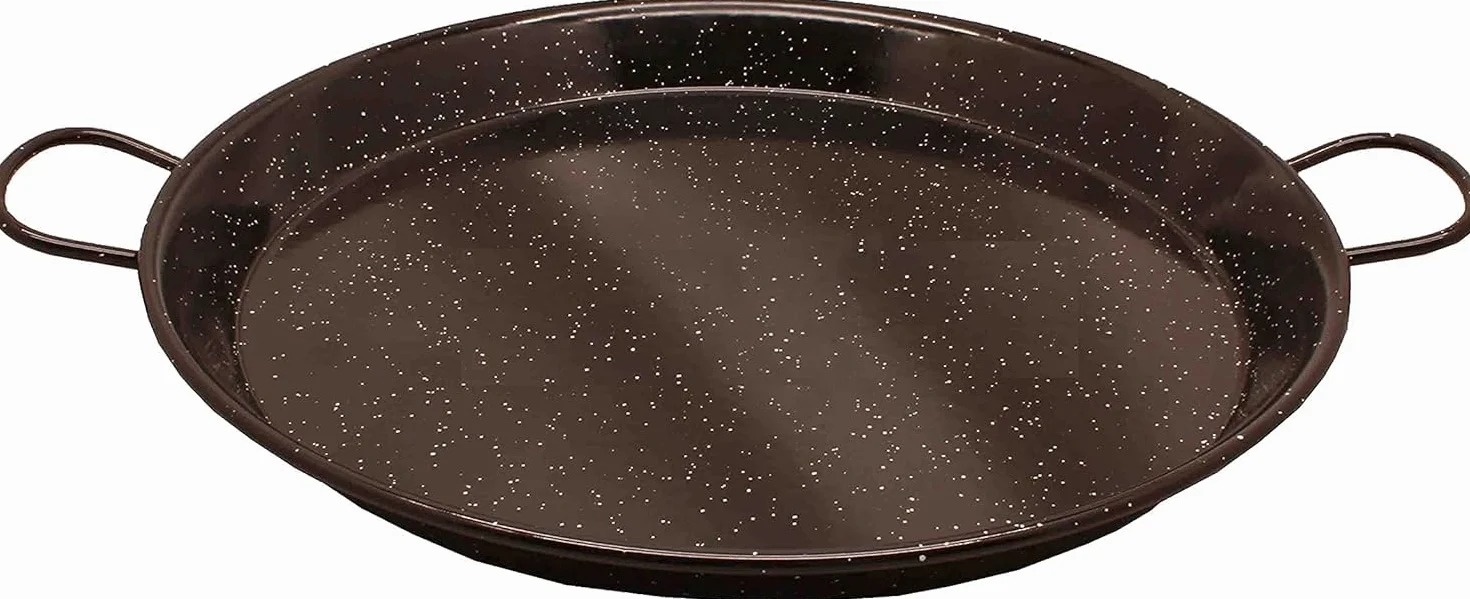 FERRETERIA LEPANTO Kit Paellero, Kit Paellero, Quemador a Gas butano, paellera acero pulido, regulador de Gas + 1,5 metros de Manguera, soporte de 3 Patas reforzadas (Esmaltado, 60 CM)
