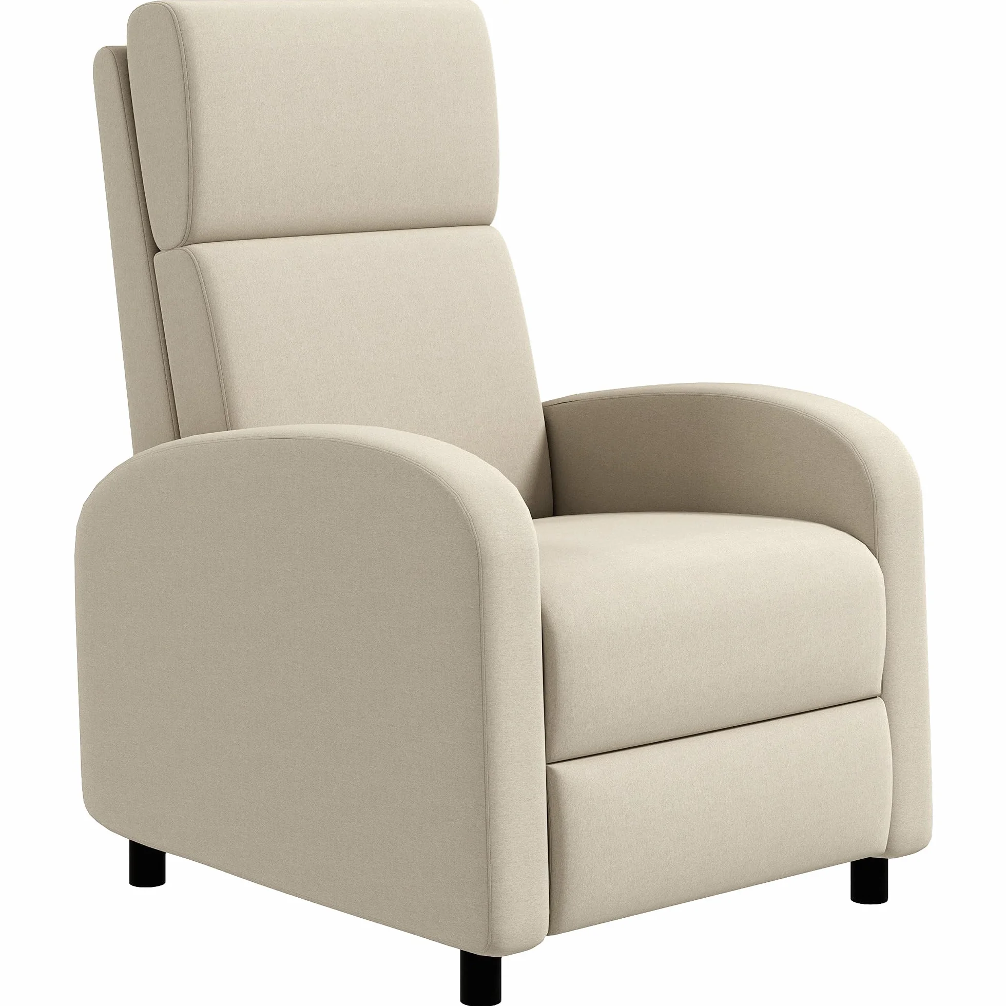 HOMCOM Sillón Relax Reclinable Manual Sillón Relax Tapizado en Lino Sintético con Reposapiés Respaldo Alto Carga 120 kg Butaca Reclinable para Dormitorio Oficina Crema