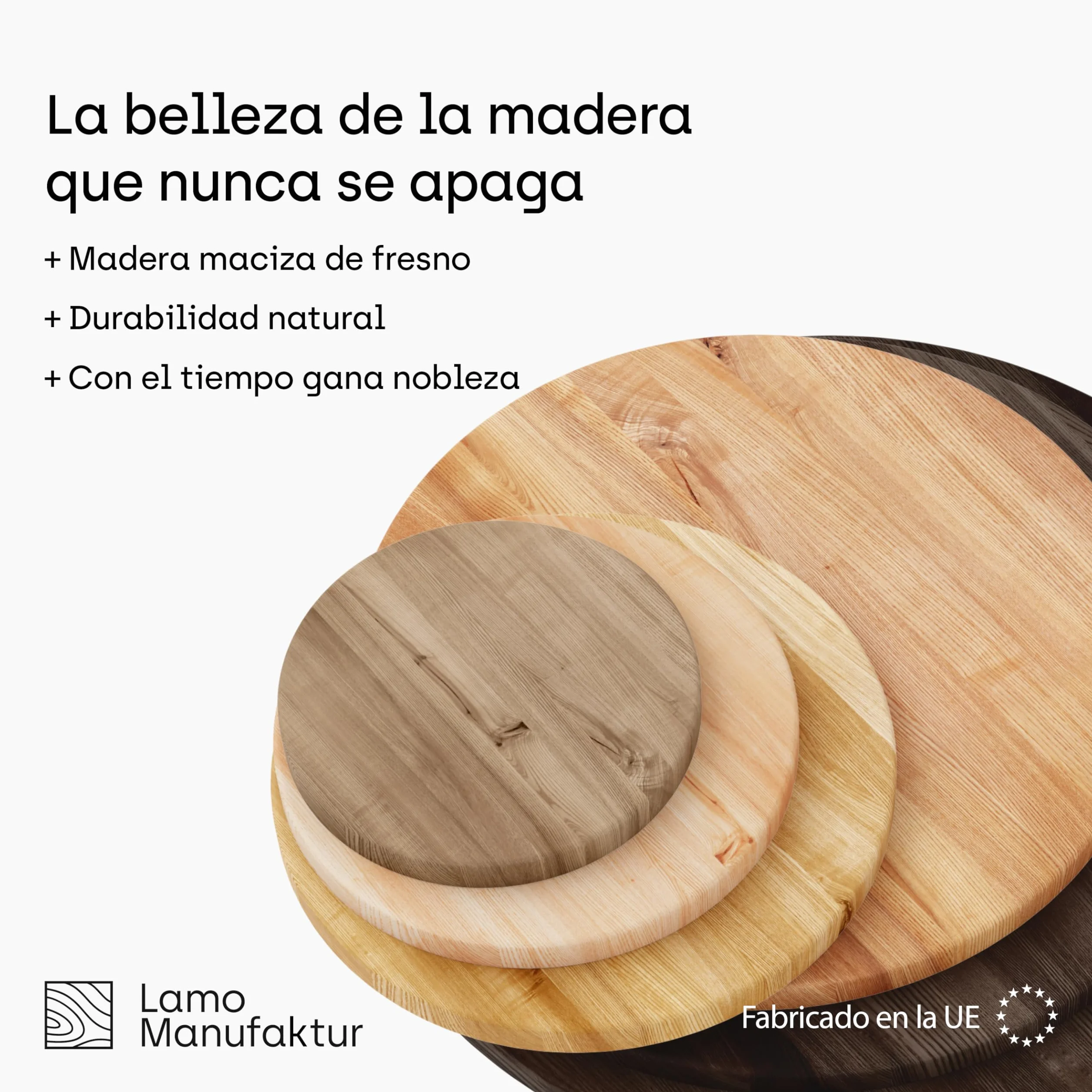 LAMO Manufaktur Tablero para Mesa Redonda 50 cm de Madera | Tablero para Mesa de salón, de café, mesilla de Noche | Grosor: 28 mm | Color: Oscuro