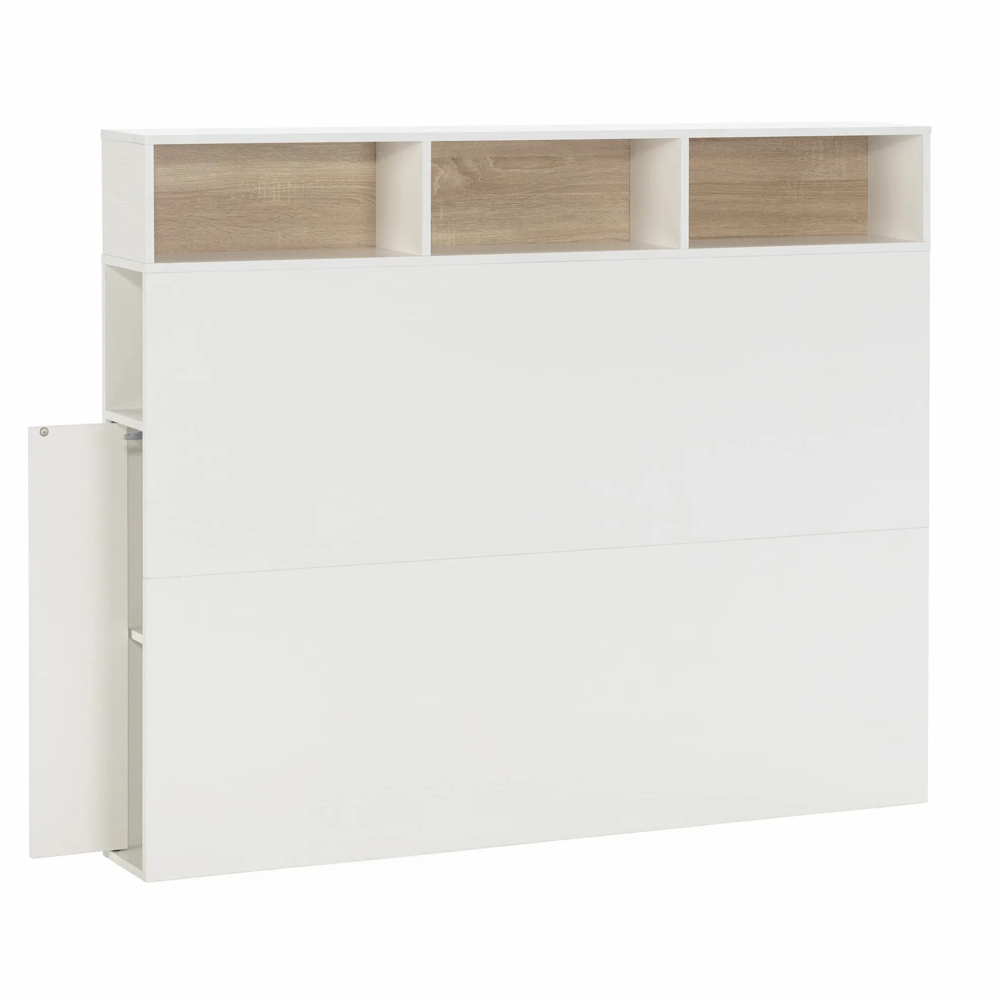 HOMN LIVING Cabecero de Cama Zeus 165 cm con almacenaje Blanco, 2 Puertas 9 Huecos