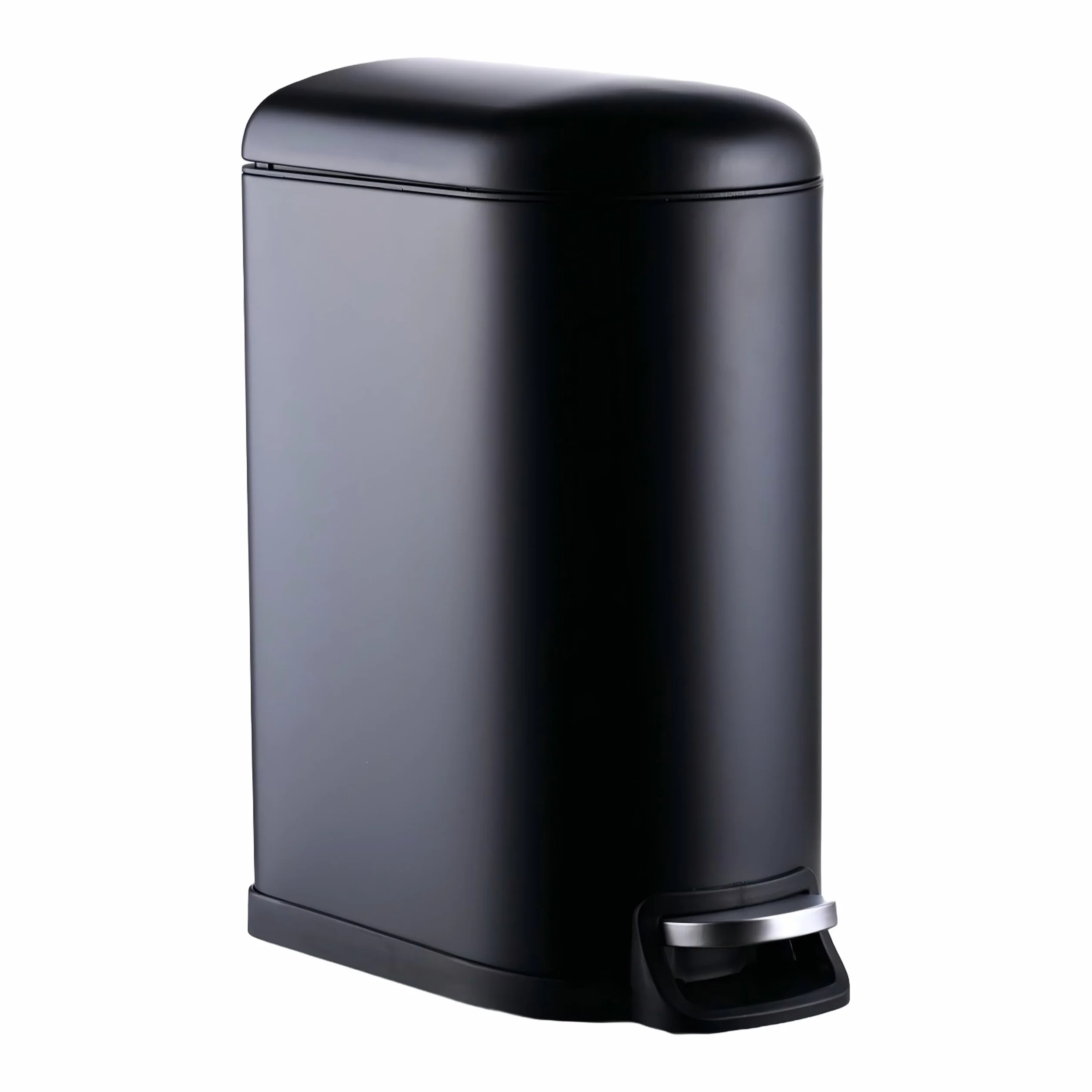 Relaxdays Cubo de Basura 10L Cierre Suave Interior Extraíble Tapa Negro 39x18.5x31.5 cm