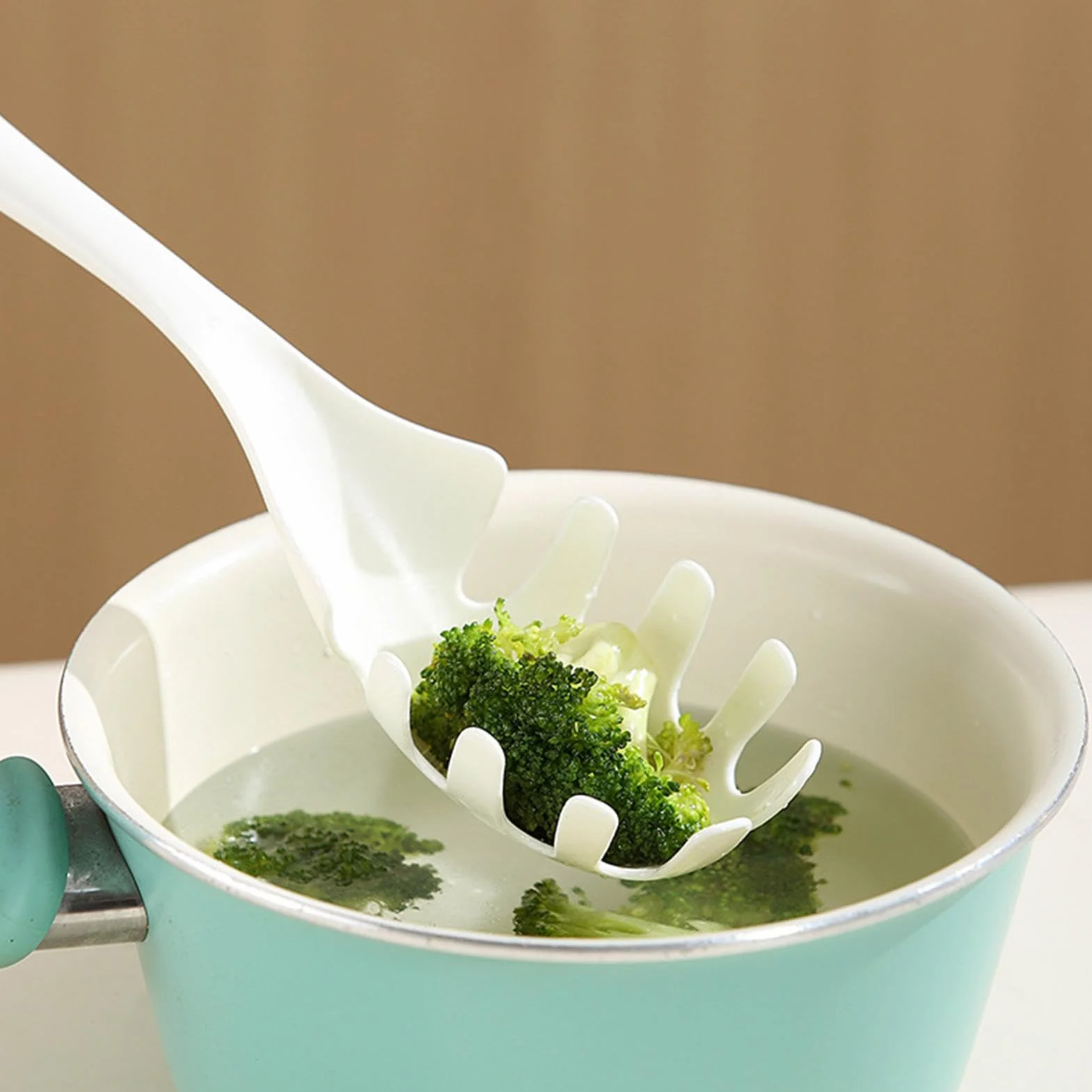 Tenedor para pasta, cuchara para espaguetis con dientes mejorados, utensilios de cocina