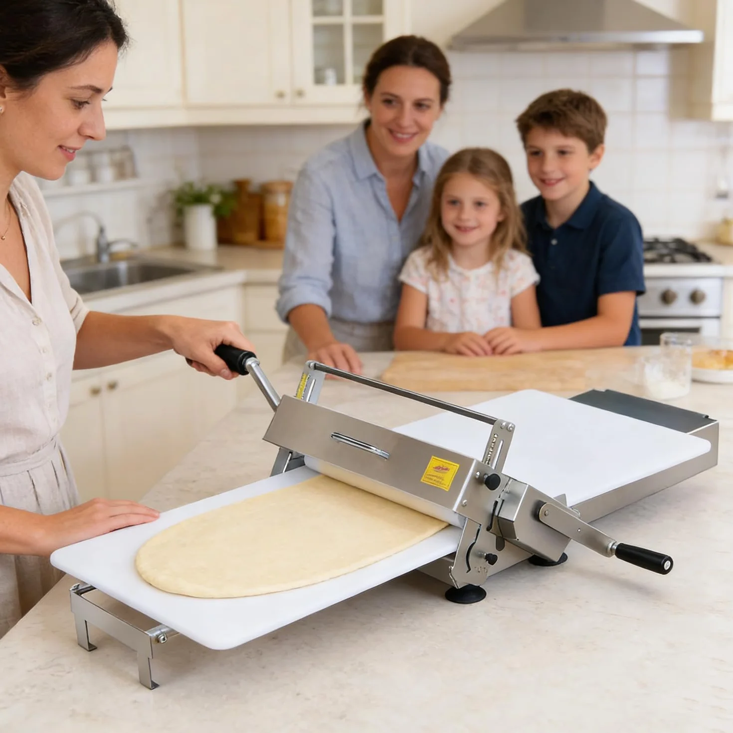 Laminadora de Masa para Hojaldre Manual Plegable | Sobadora de Masa Acero Inoxidable 304 Lavable con Agua | Dough Sheeter Compacta 3kg para Croissants, Pizza y Repostería Large