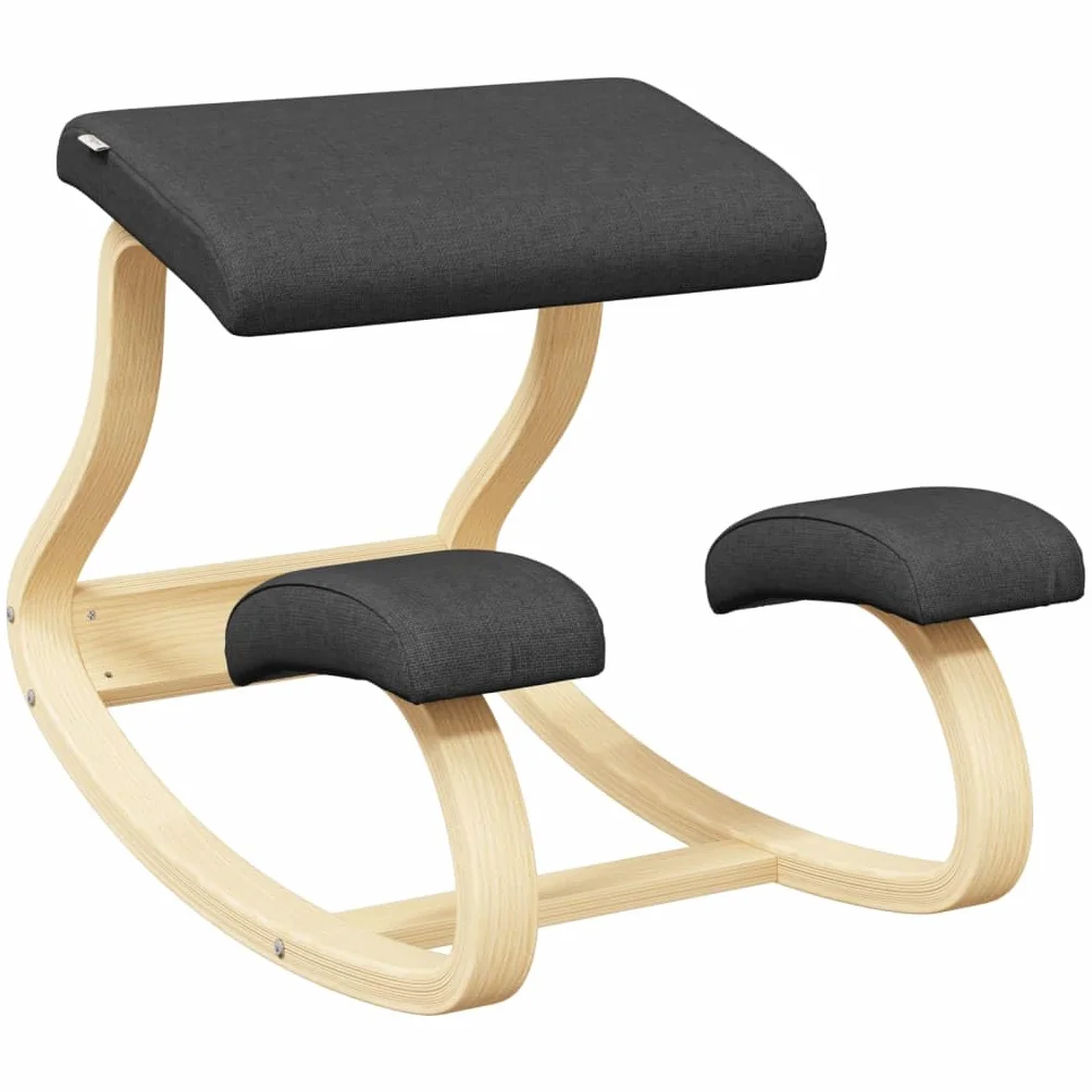 vidaXL Taburete de Rodillas, Silla Ergonómica para Rodillas, Mecedora Acolchada, Silla para Dormitorio Oficina, Madera Contrachapada de Abedul Negro