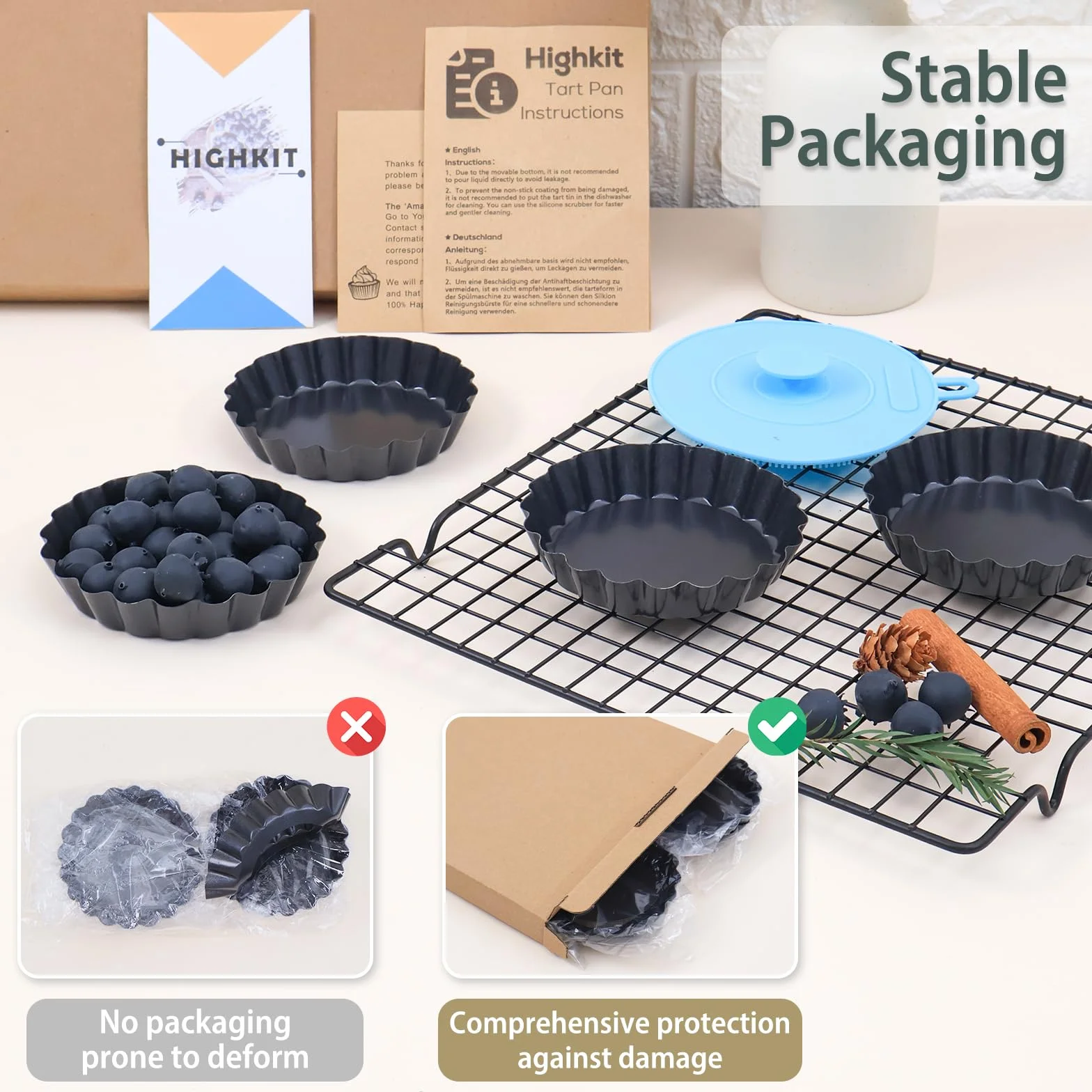 Molde Quiche Desmontable Antiadherente 10 Piezas 4 inch / 10 cm Acero al Carbono