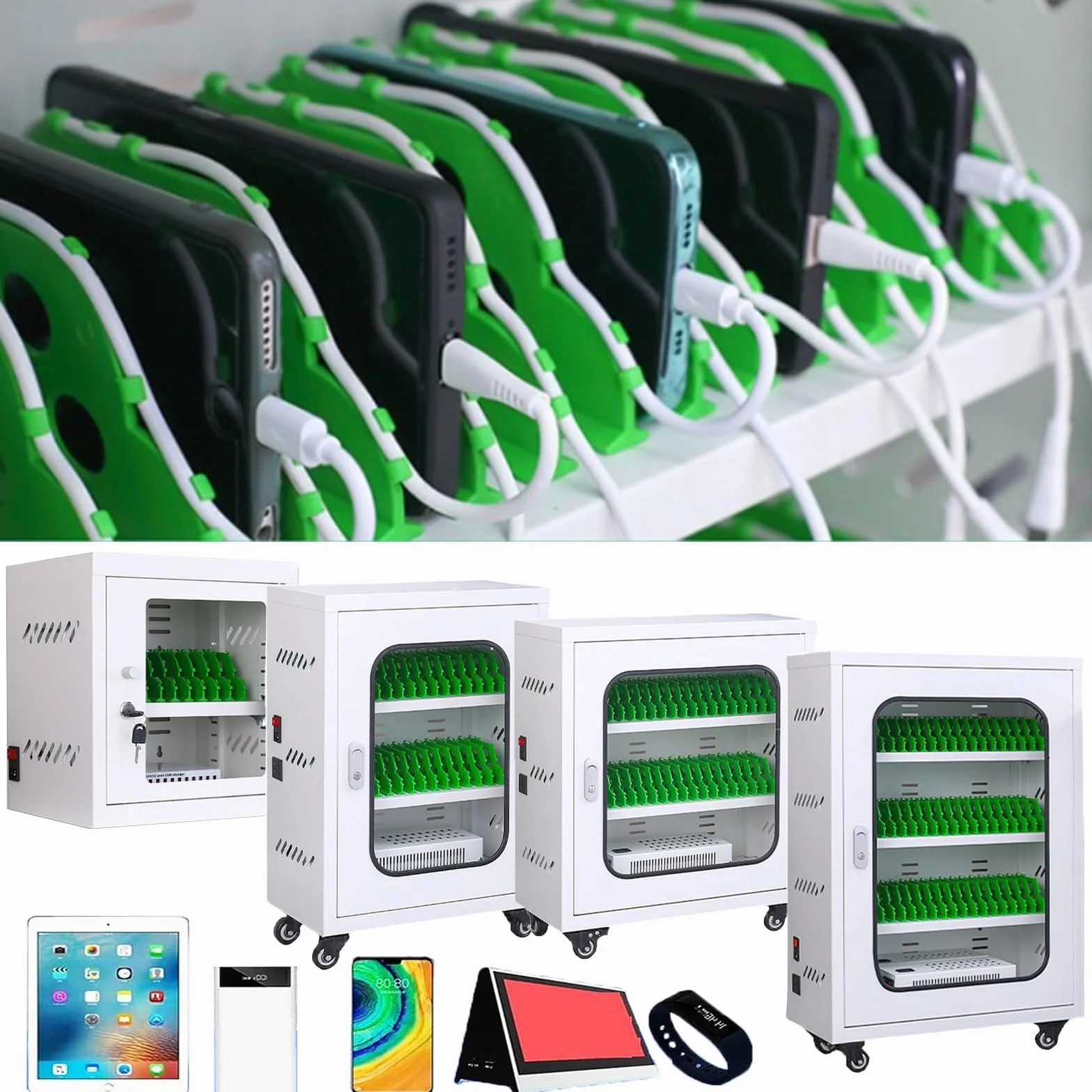 Estación de Carga for teléfonos gabinete de Carga móvil con Cerradura y Ruedas universales Carrito de Carga multidispositivo for bibliotecas de oficinas y universidades(60slots)